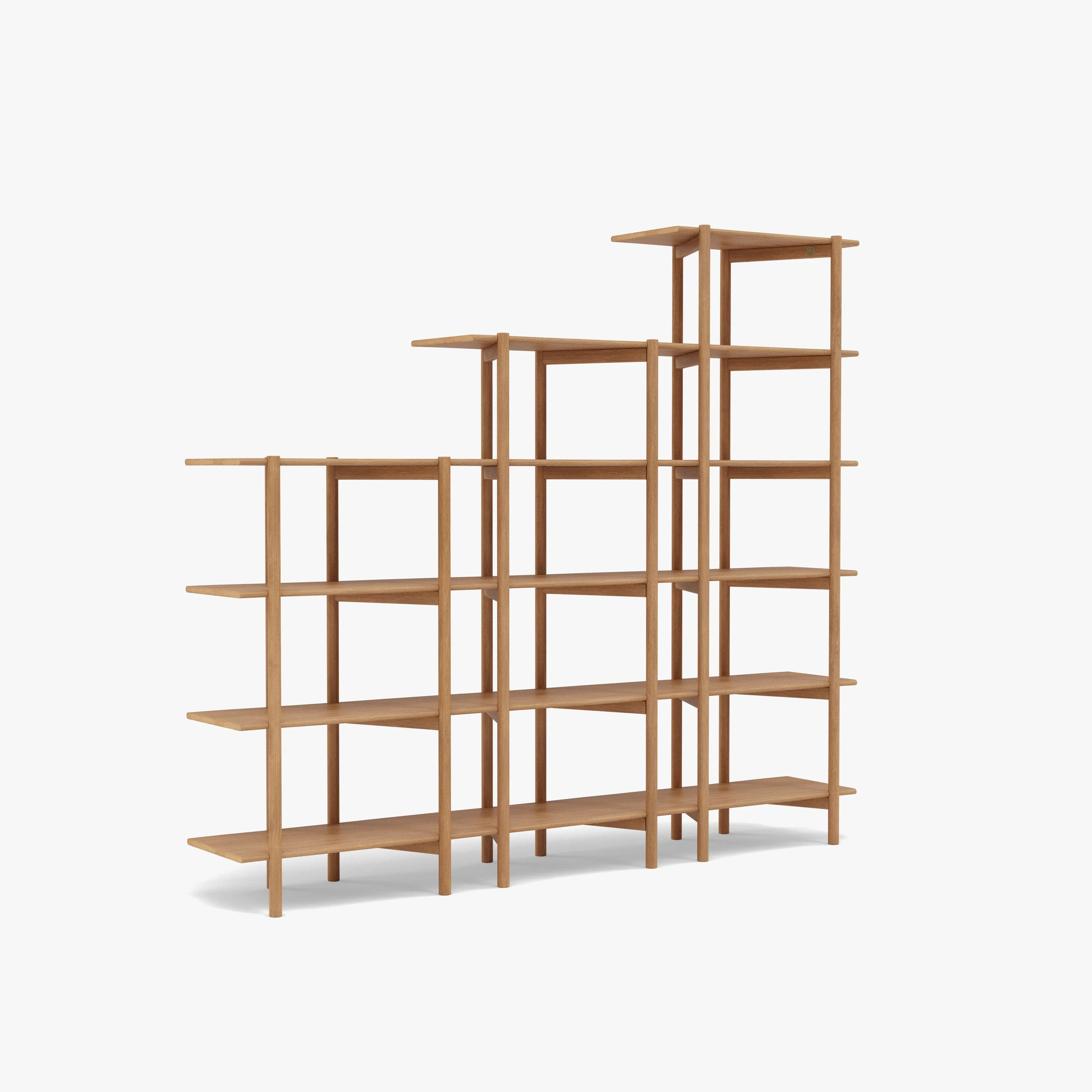 Olivia Modular Shelf Stepped Triple 85" x 14" x 76" Solid American Oak