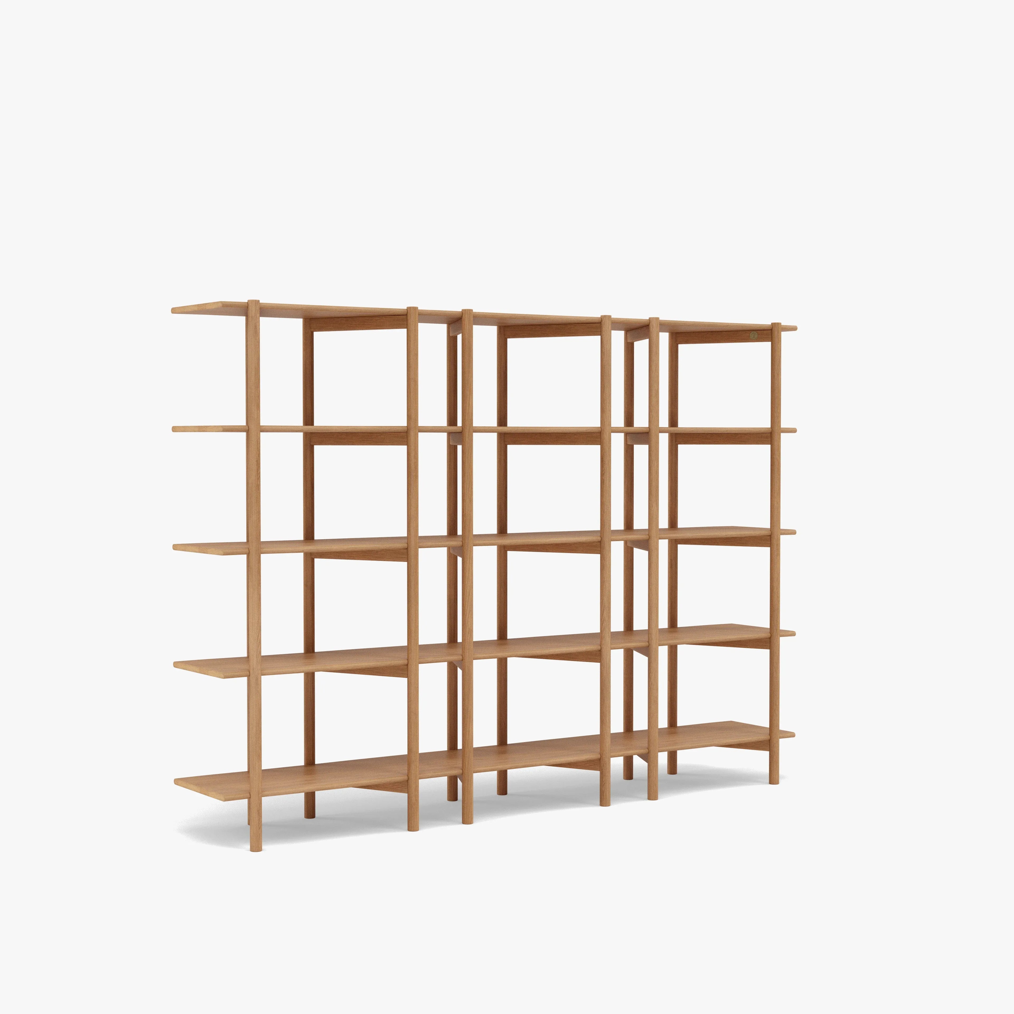 Olivia Modular Shelf Triple 85" x 14" x 62" Solid American Oak