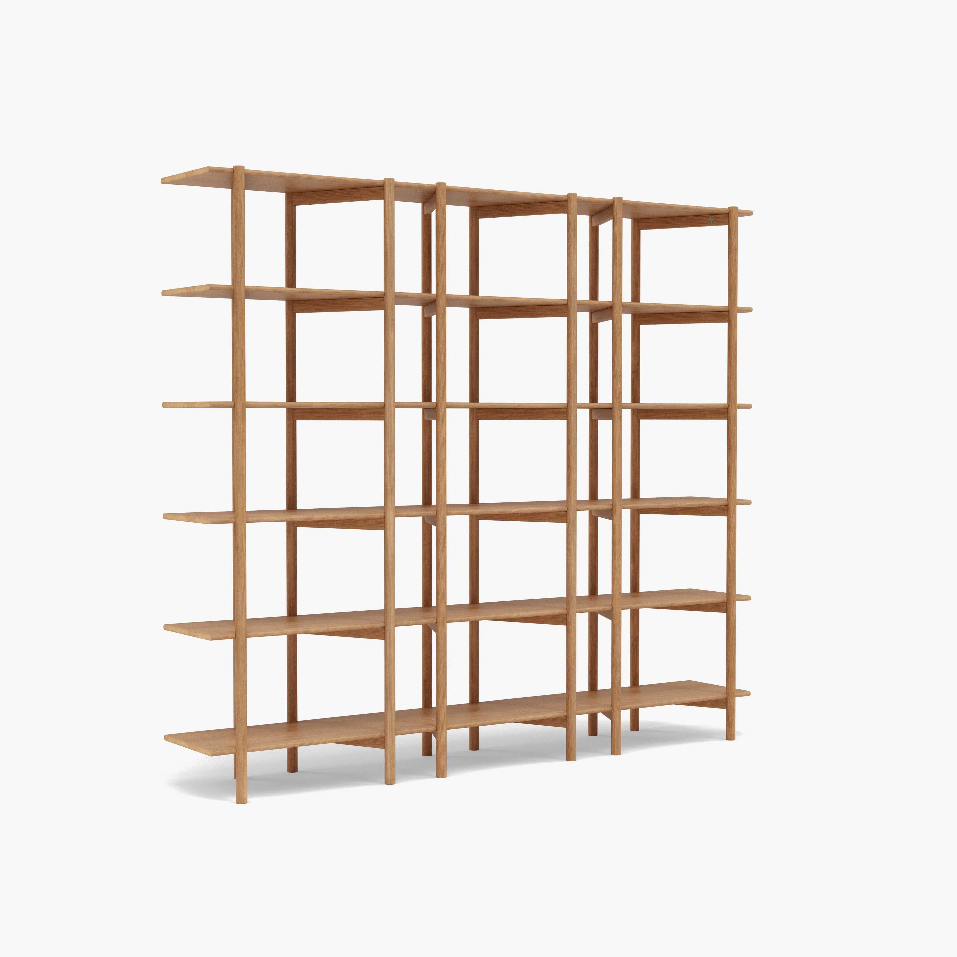 Olivia Modular Shelf Triple 85" x 14" x 76" Solid American Oak