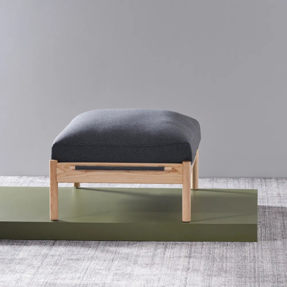 Olivia Ottoman Granite Gray Fabric Solid American Oak