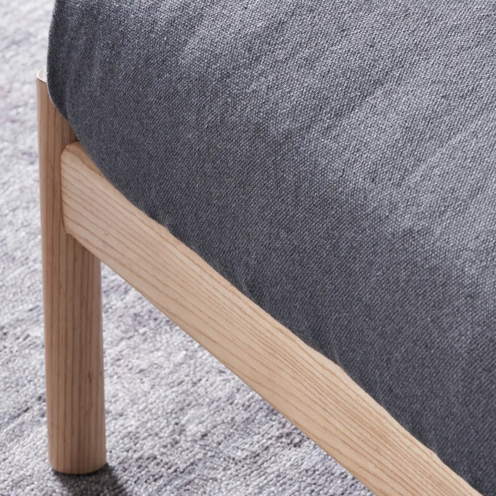 Olivia Ottoman Granite Gray Fabric Solid American Oak