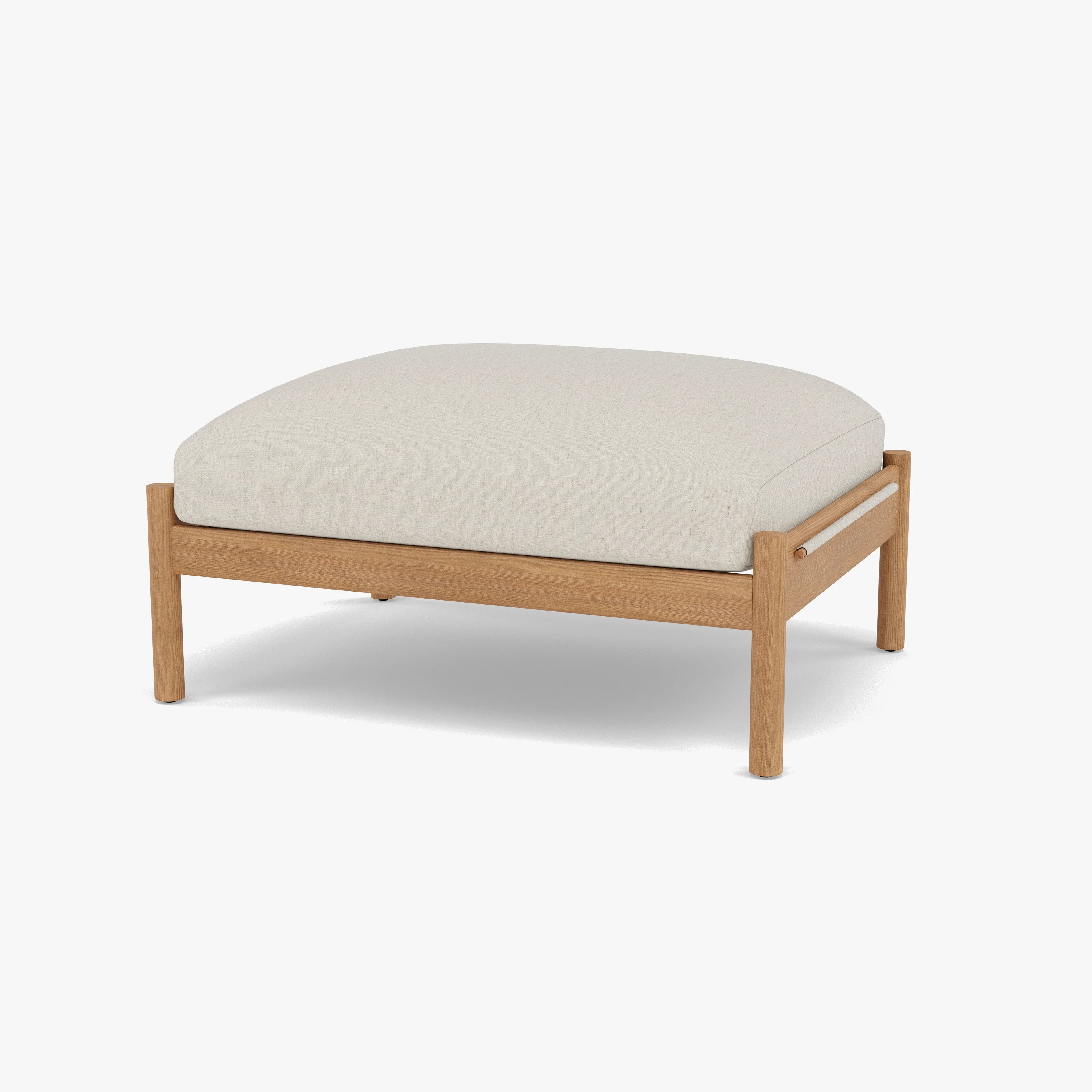 Olivia Ottoman Sand Beige Velvet Solid American Oak