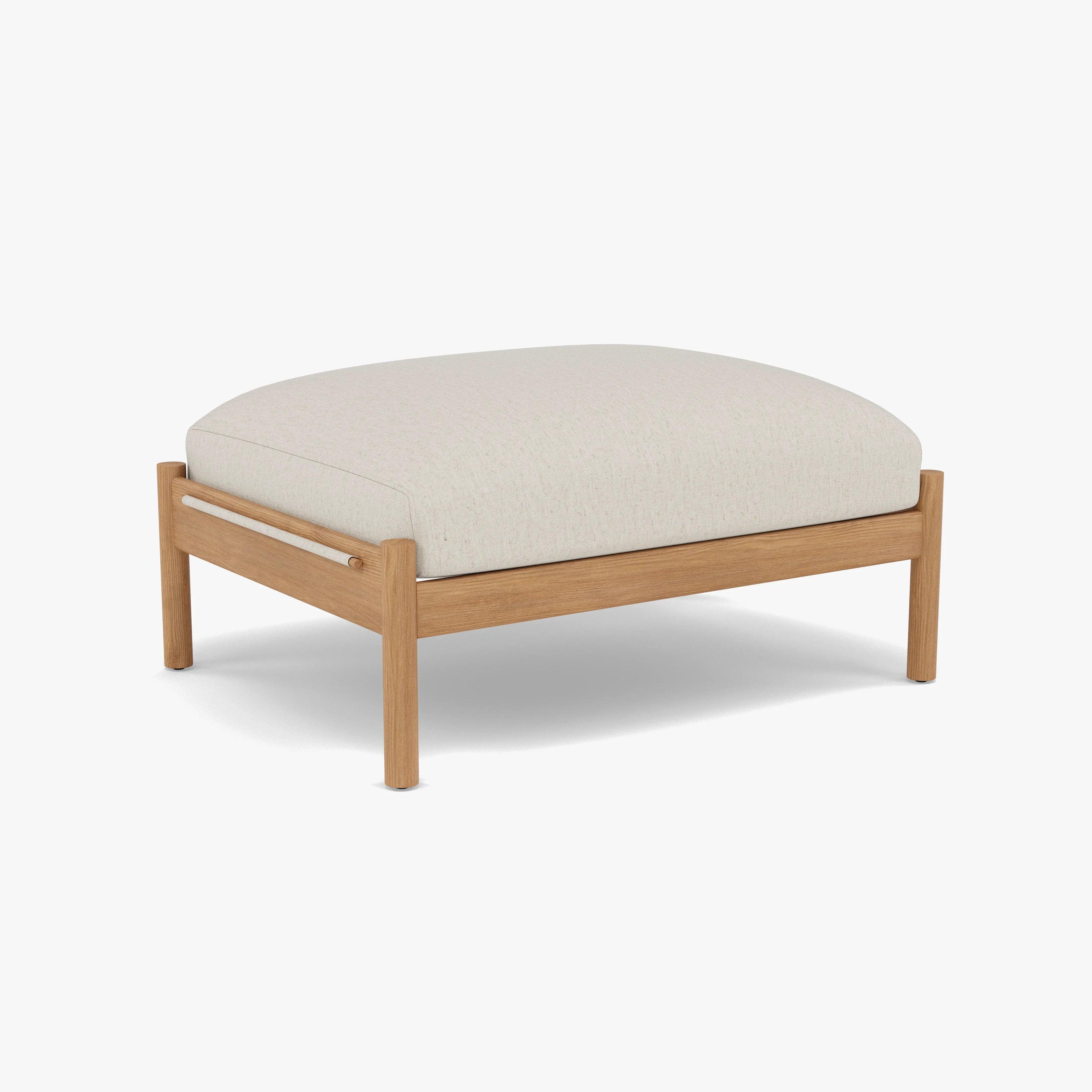 Olivia Ottoman Sand Beige Velvet Solid American Oak