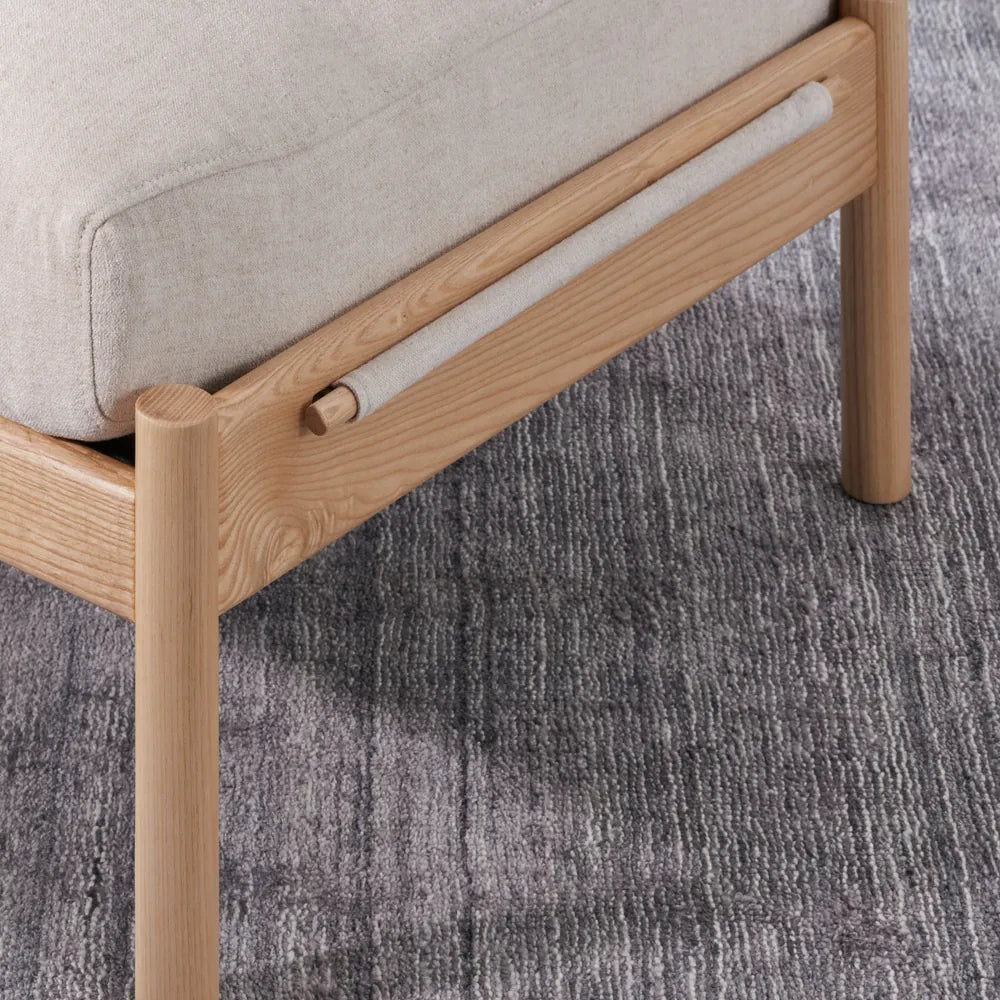 Olivia Ottoman Sand Beige Velvet Solid American Oak