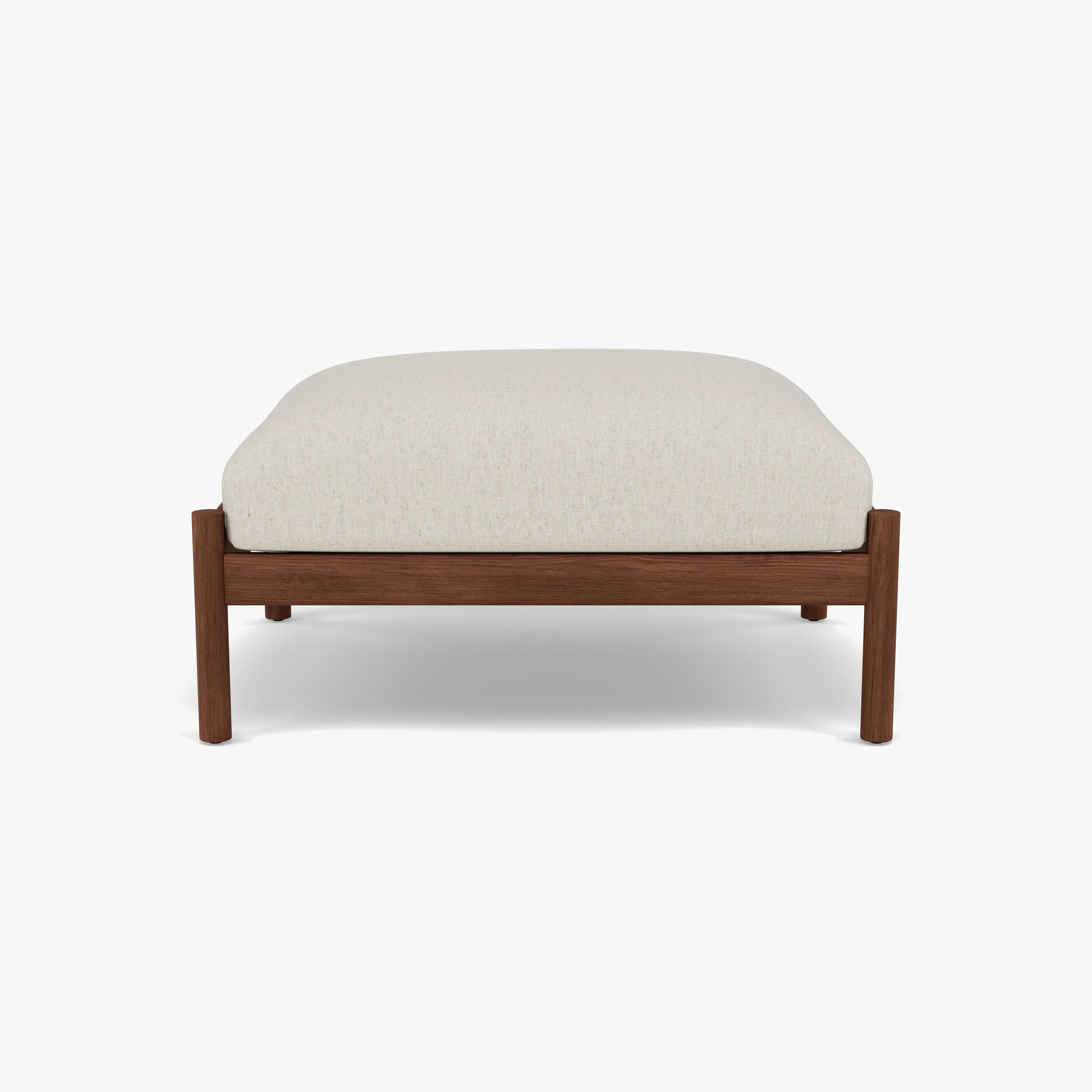Olivia Ottoman Sand Beige Velvet Solid American Walnut