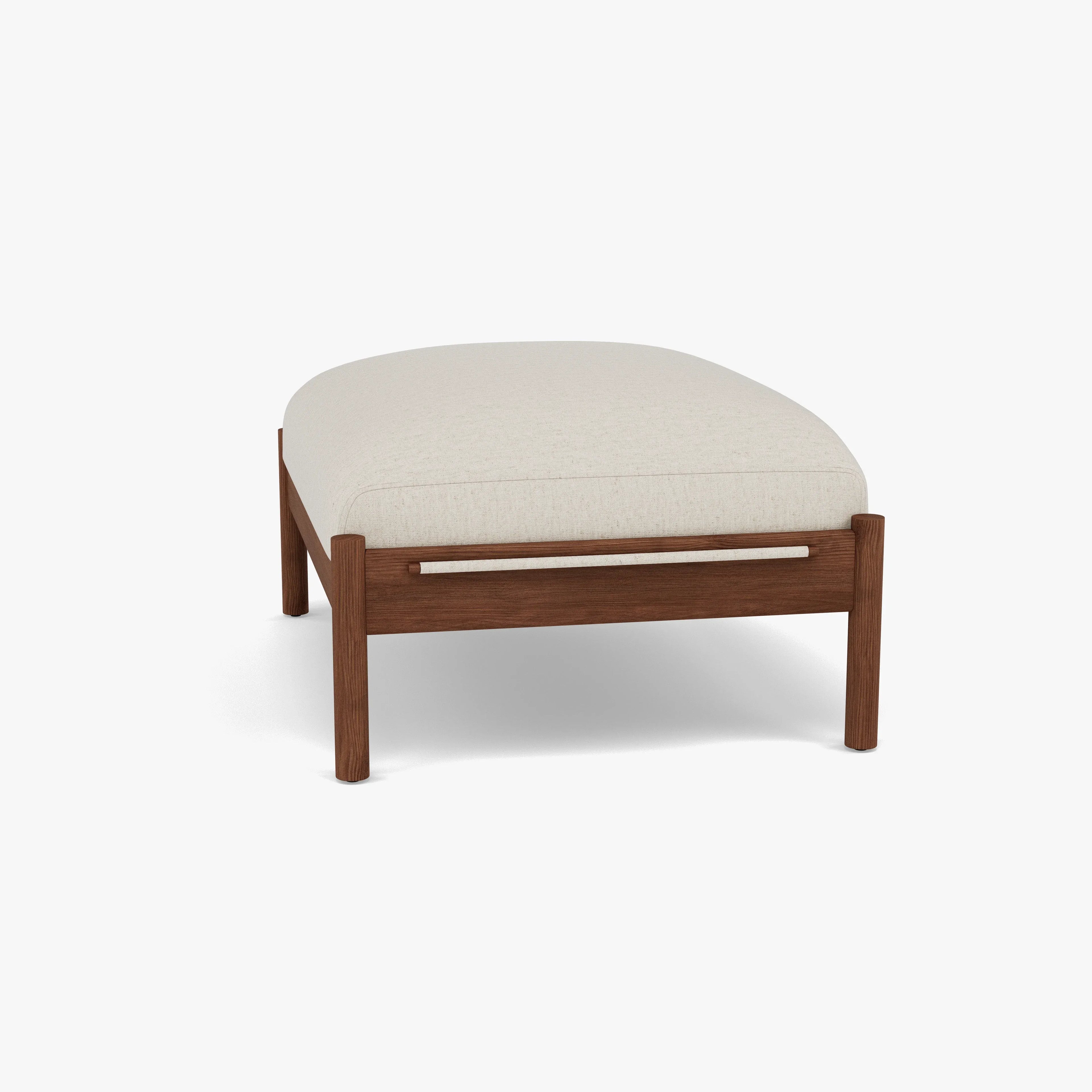 Olivia Ottoman Sand Beige Velvet Solid American Walnut