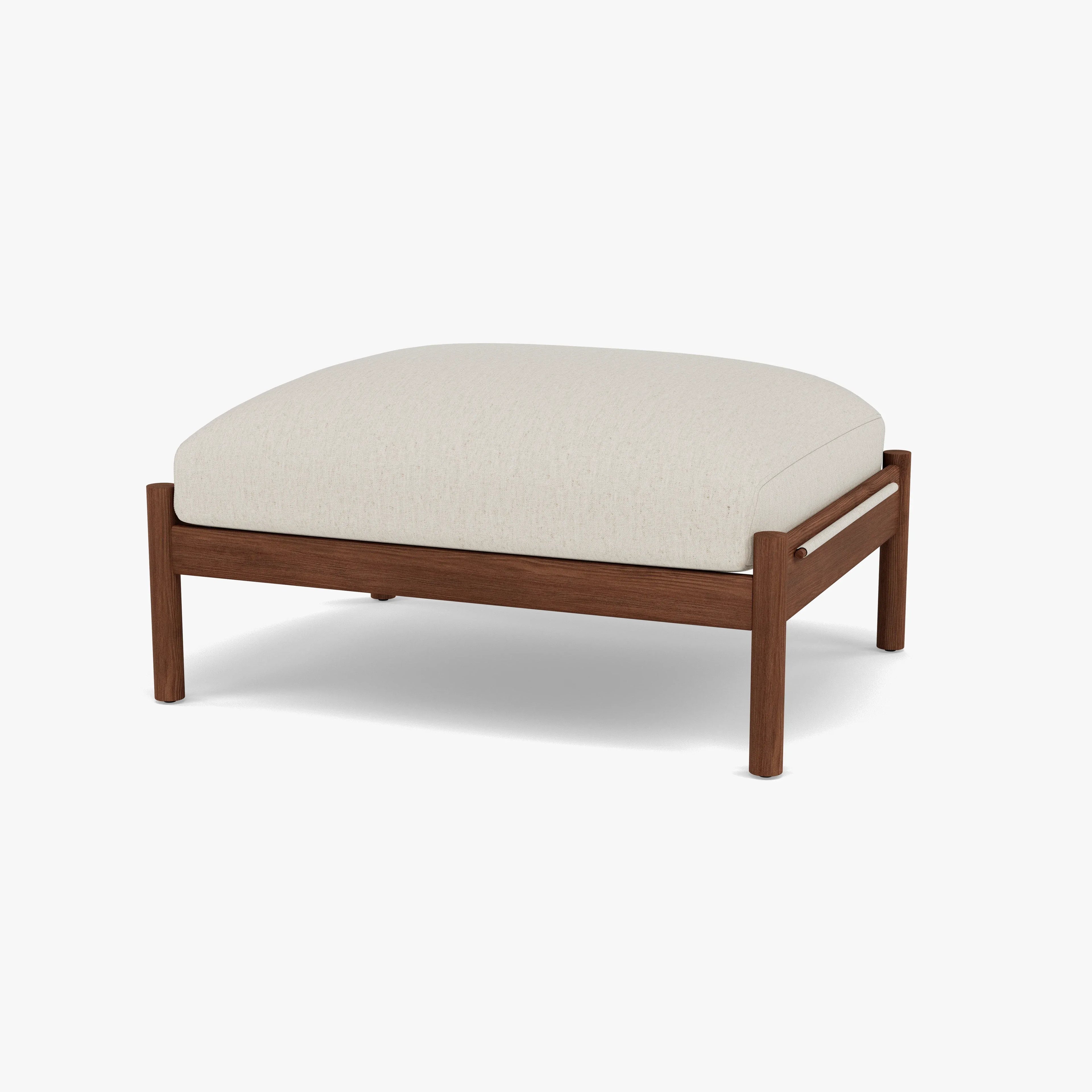 Olivia Ottoman Sand Beige Velvet Solid American Walnut