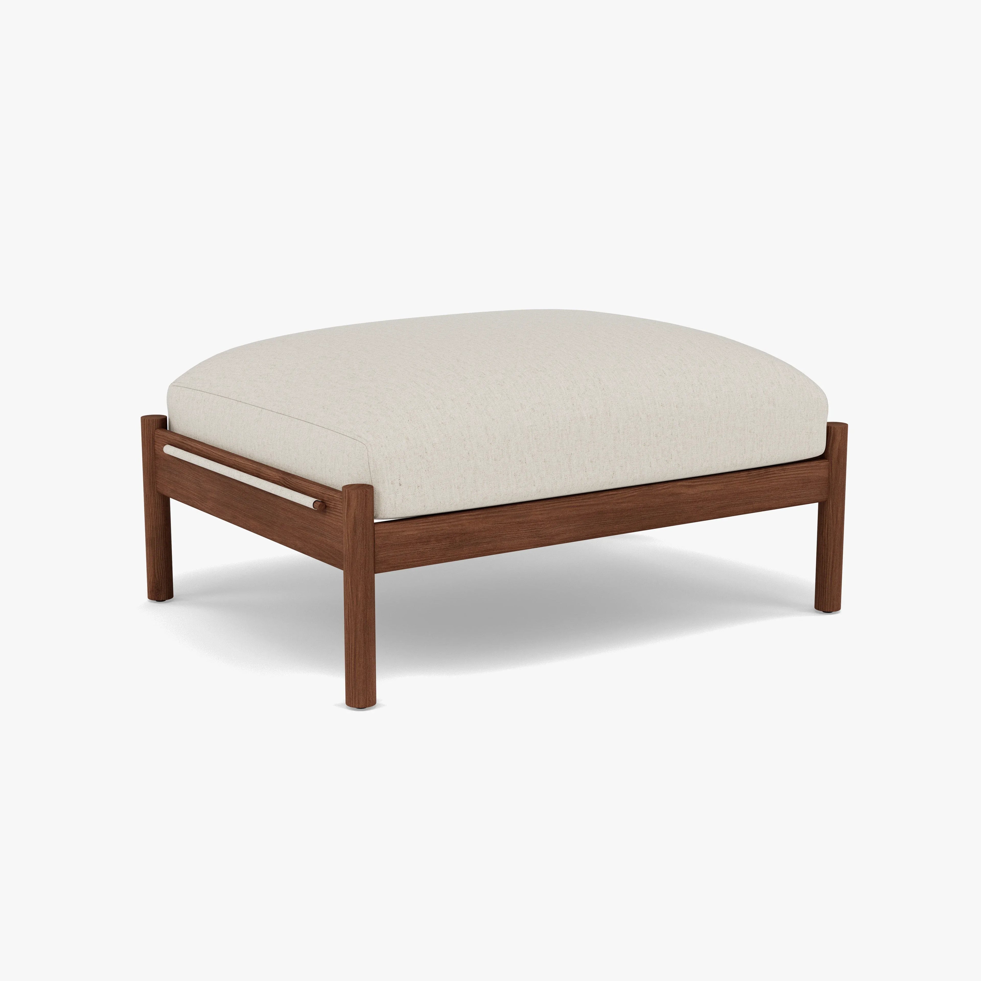Olivia Ottoman Sand Beige Velvet Solid American Walnut