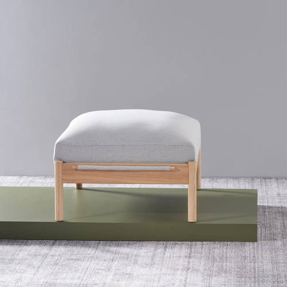 Olivia Ottoman Soft Gray Fabric Solid American Oak