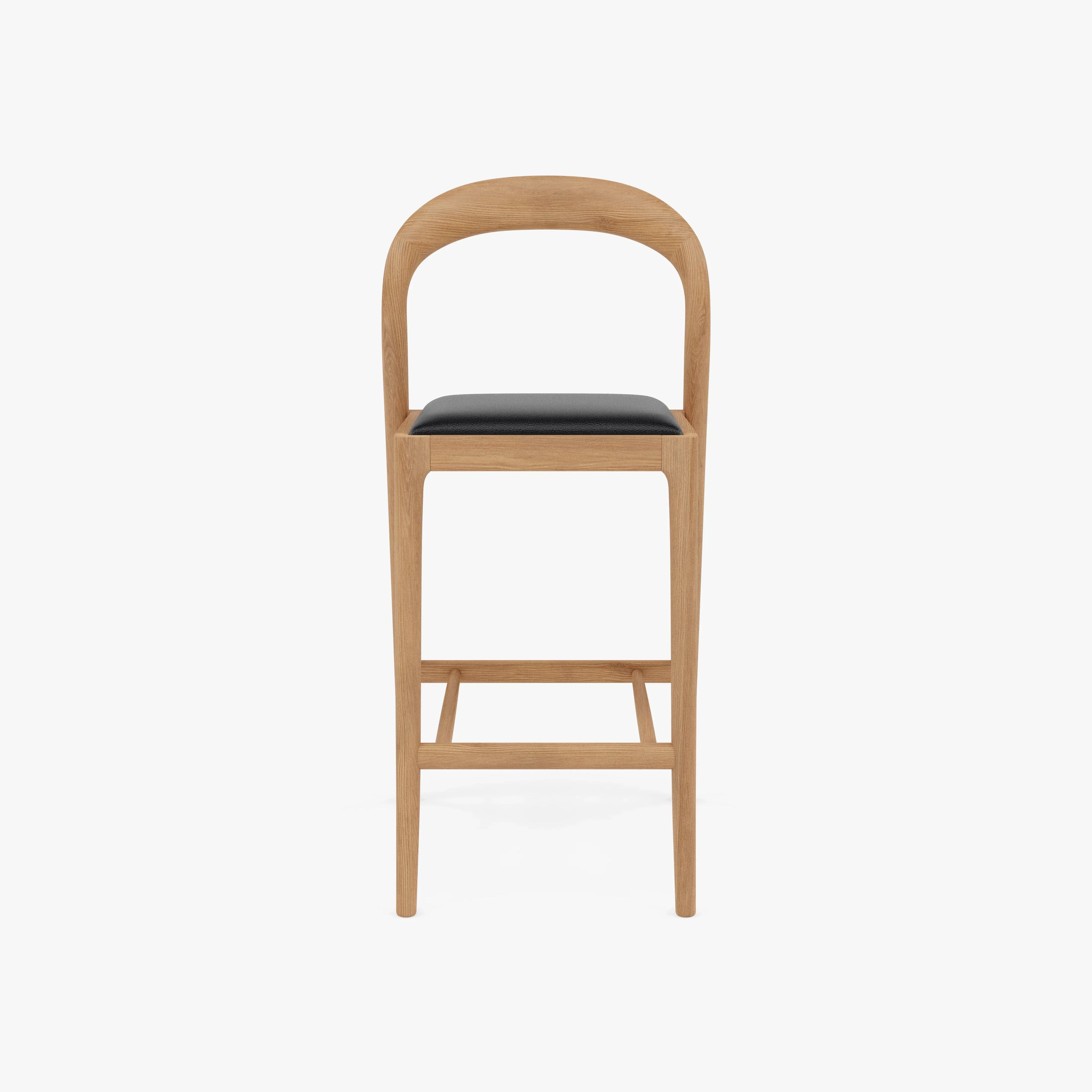 Sara Counter Stool Black Leather Solid American Oak