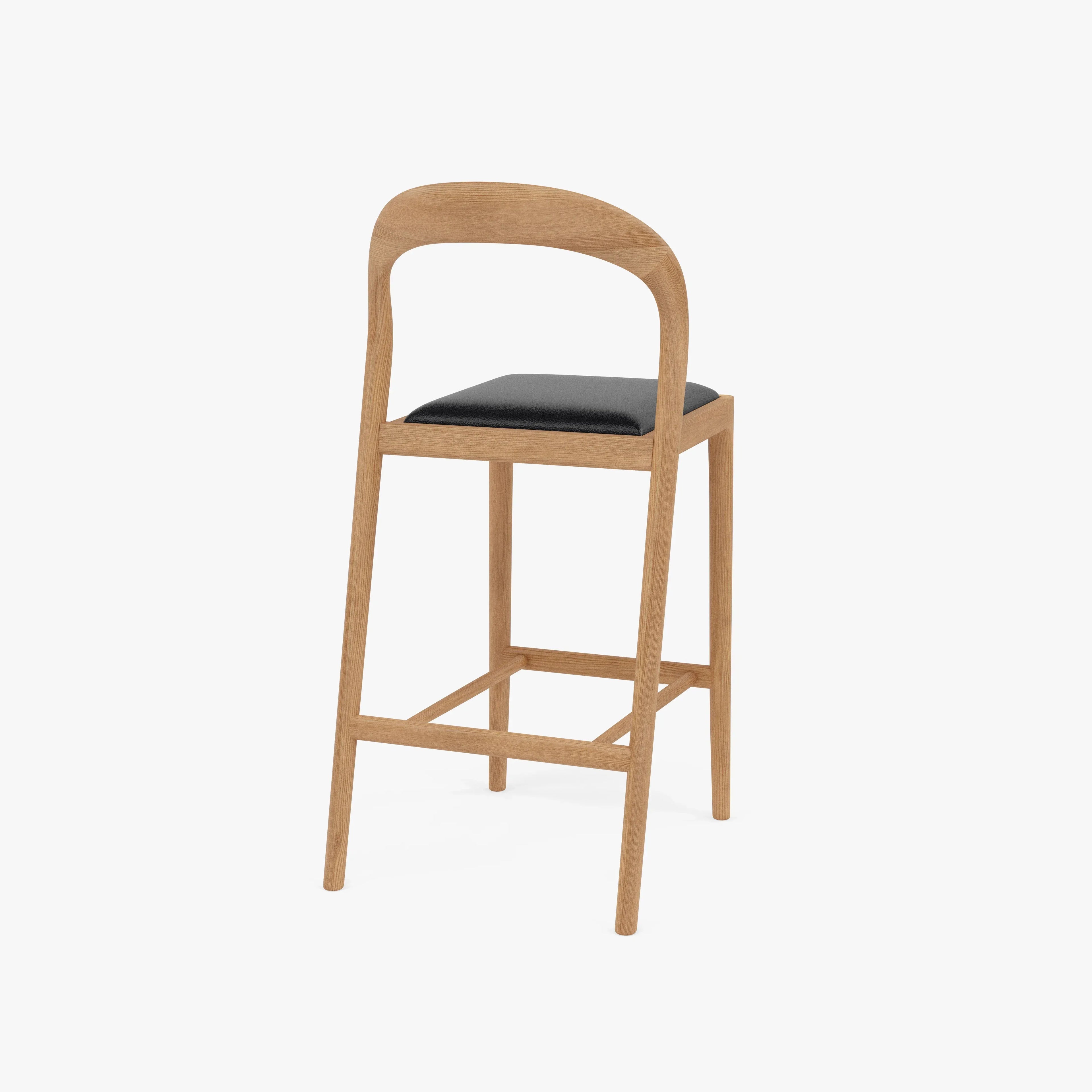 Sara Counter Stool Black Leather Solid American Oak