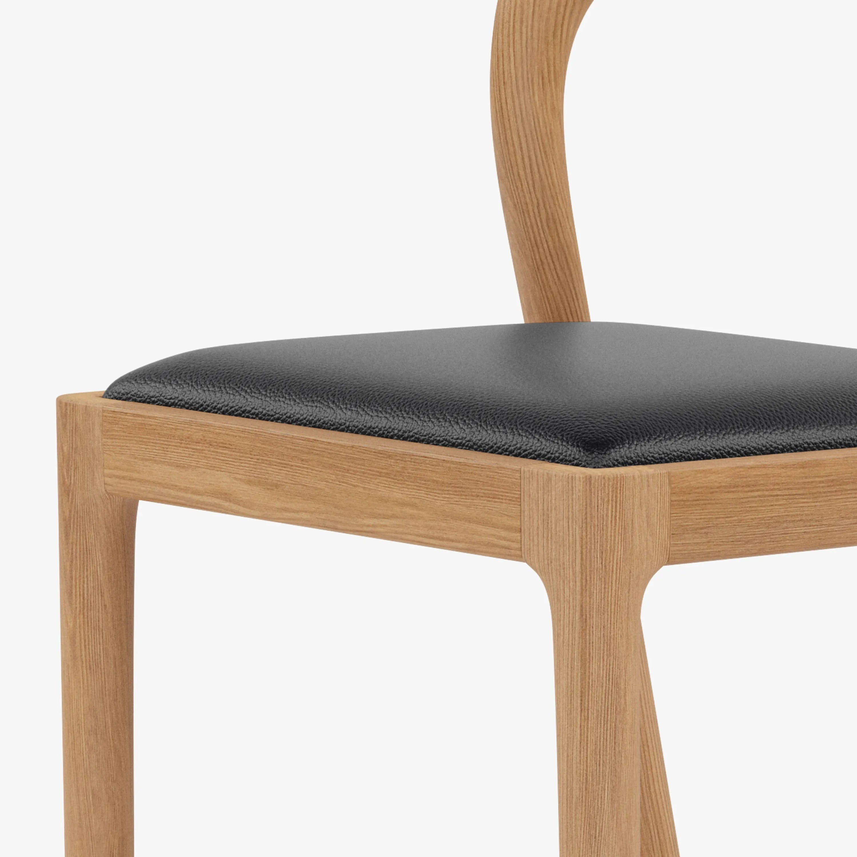 Sara Counter Stool Black Leather Solid American Oak