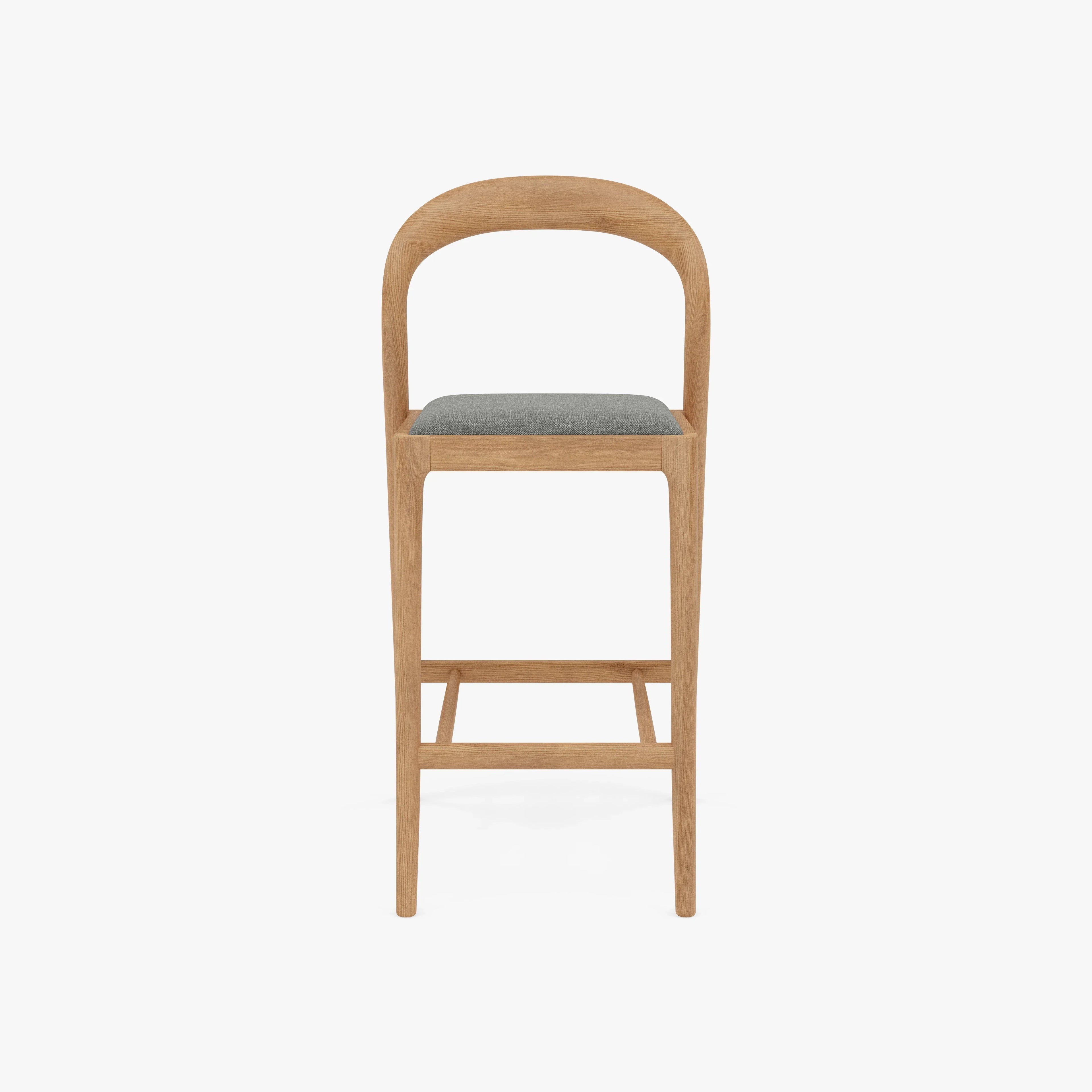 Sara Counter Stool Pewter Gray Fabric Solid American Oak