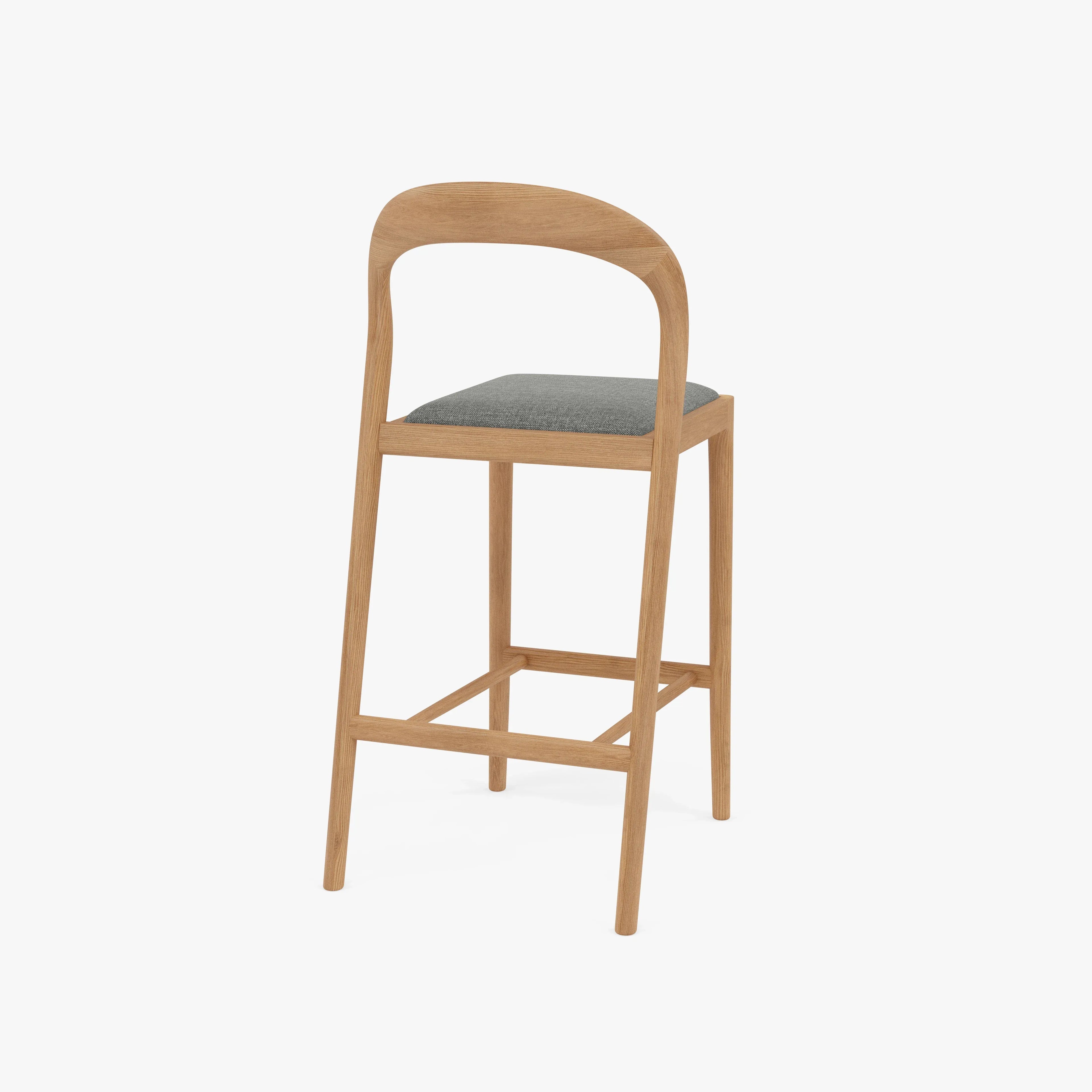 Sara Counter Stool Pewter Gray Fabric Solid American Oak