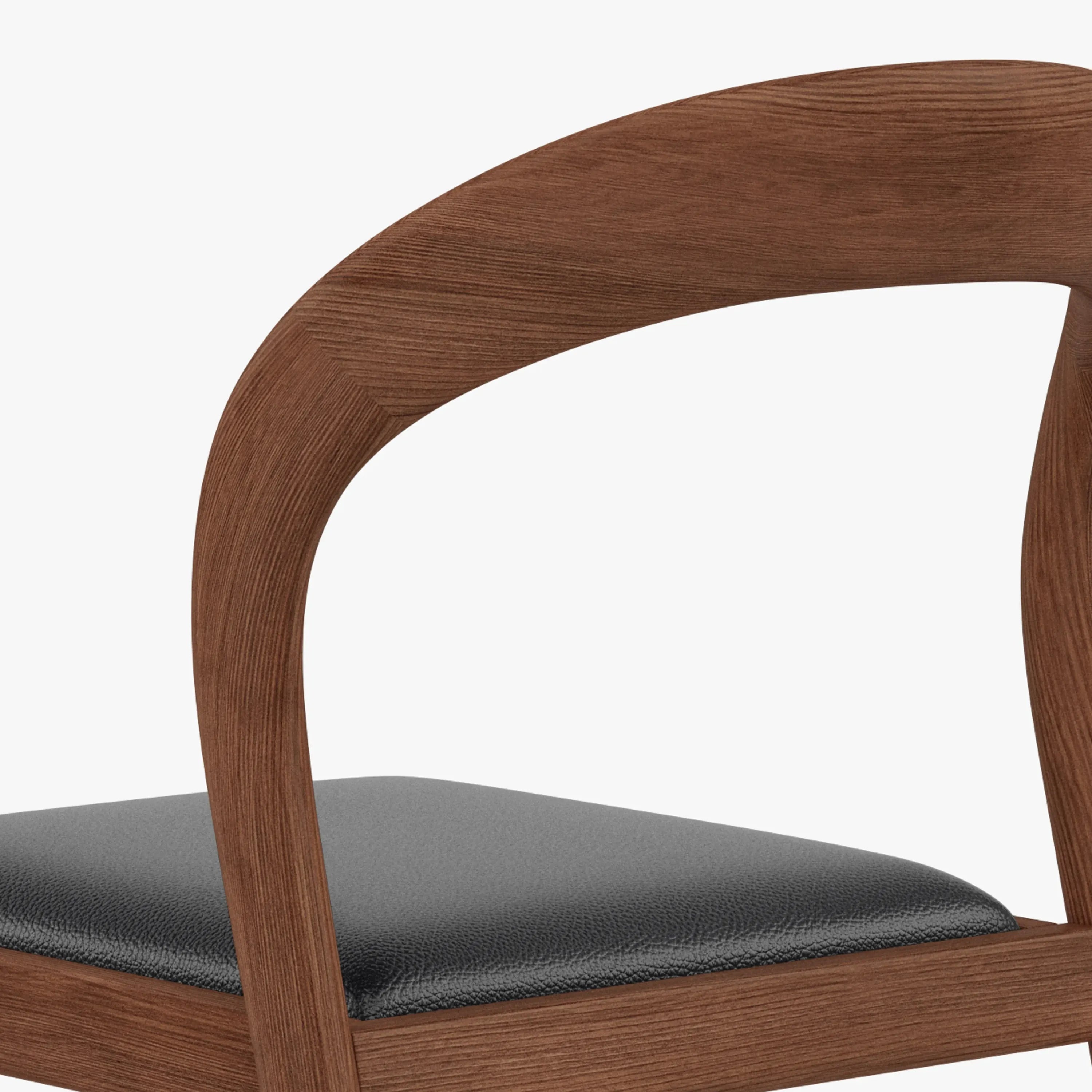 Sara Counter Stool Black Leather Solid American Walnut