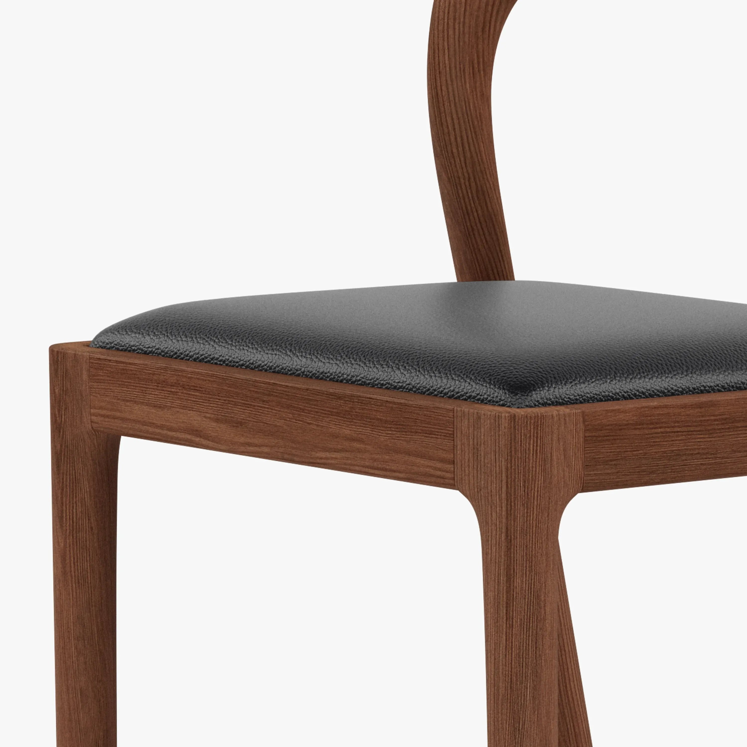 Sara Counter Stool Black Leather Solid American Walnut