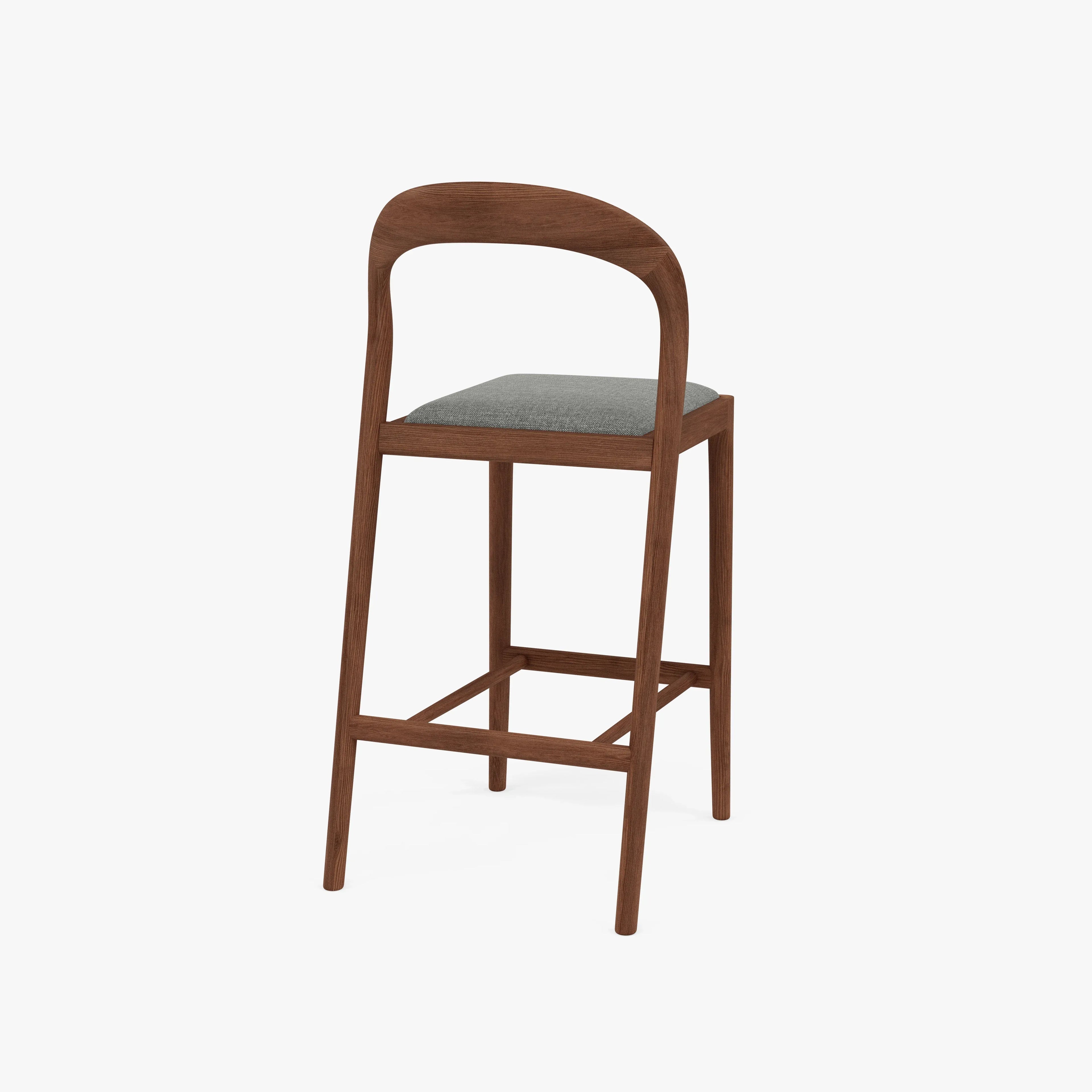 Sara Counter Stool Pewter Gray Fabric Solid American Walnut