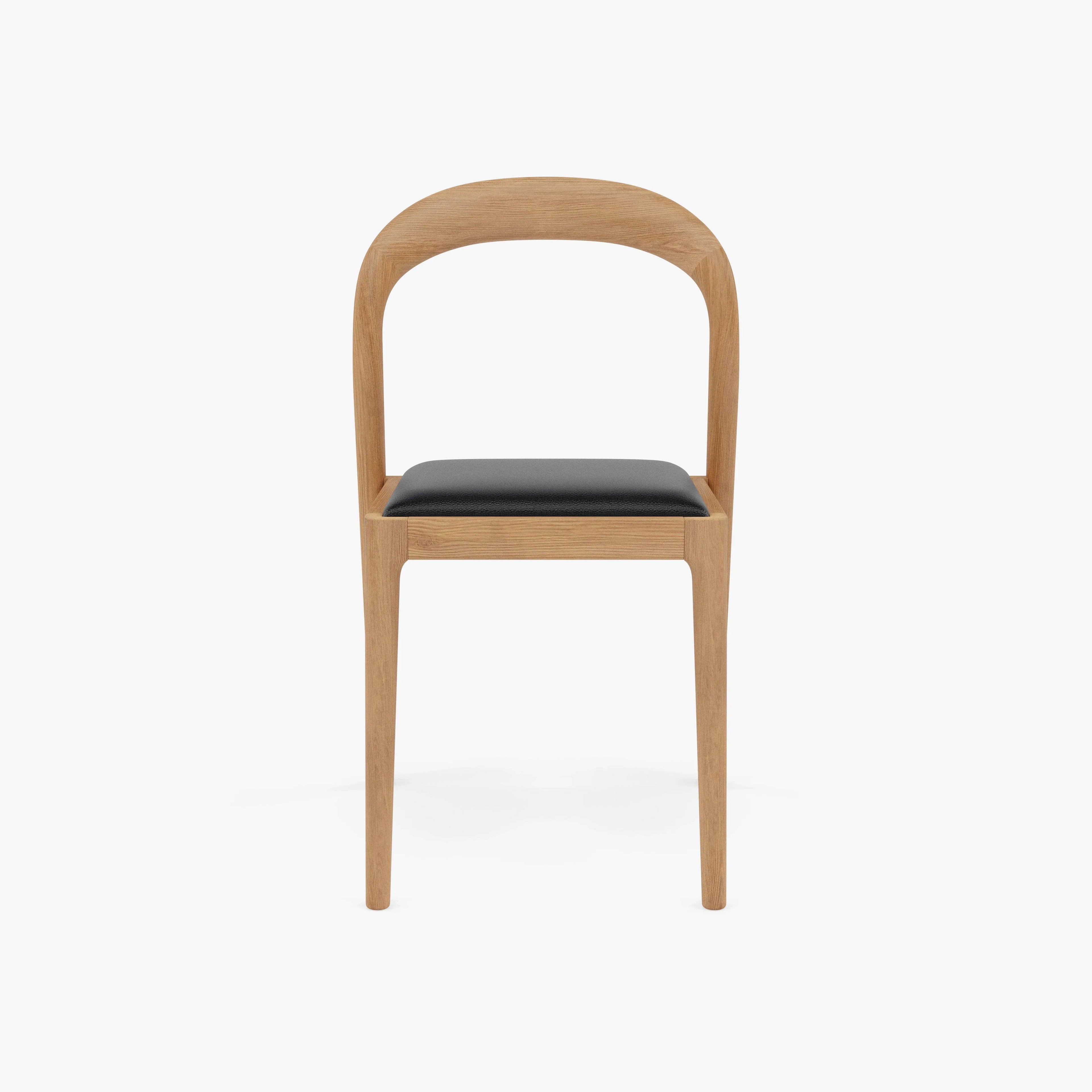 Sara Dining Chair Black Leather Solid American Oak