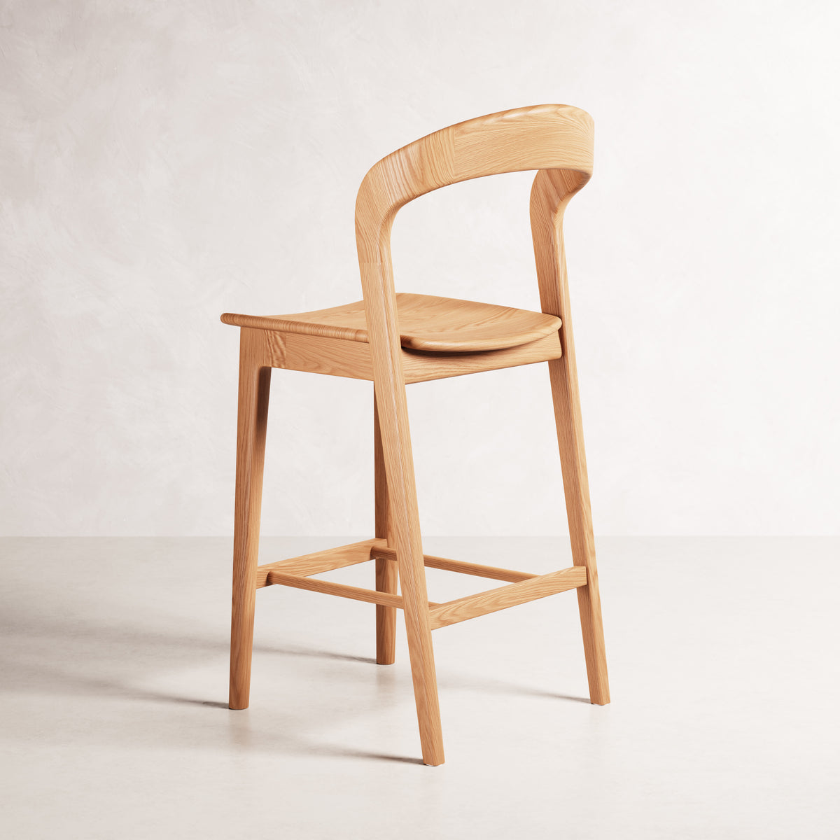 Eva Bar Stool - Solid American Oak with Solid Seat | 360 View - Frame 21