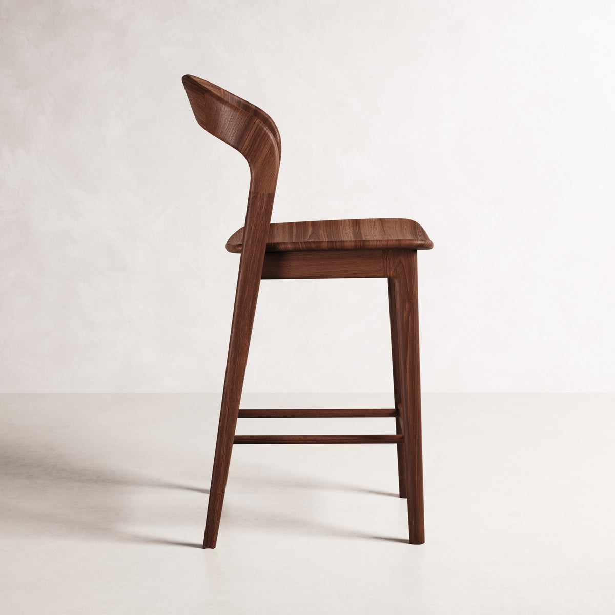 Eva Bar Stool - Solid American Walnut with Solid Seat | 360 View - Frame 7