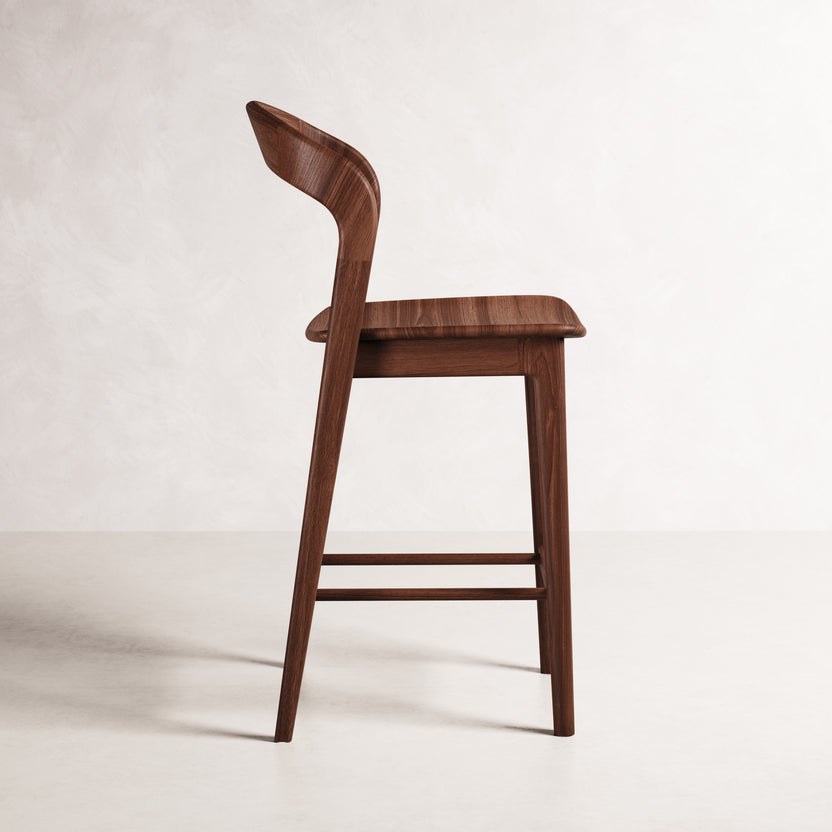 Eva Bar Stool - Solid American Walnut with Solid Seat | 360 View - Frame 7