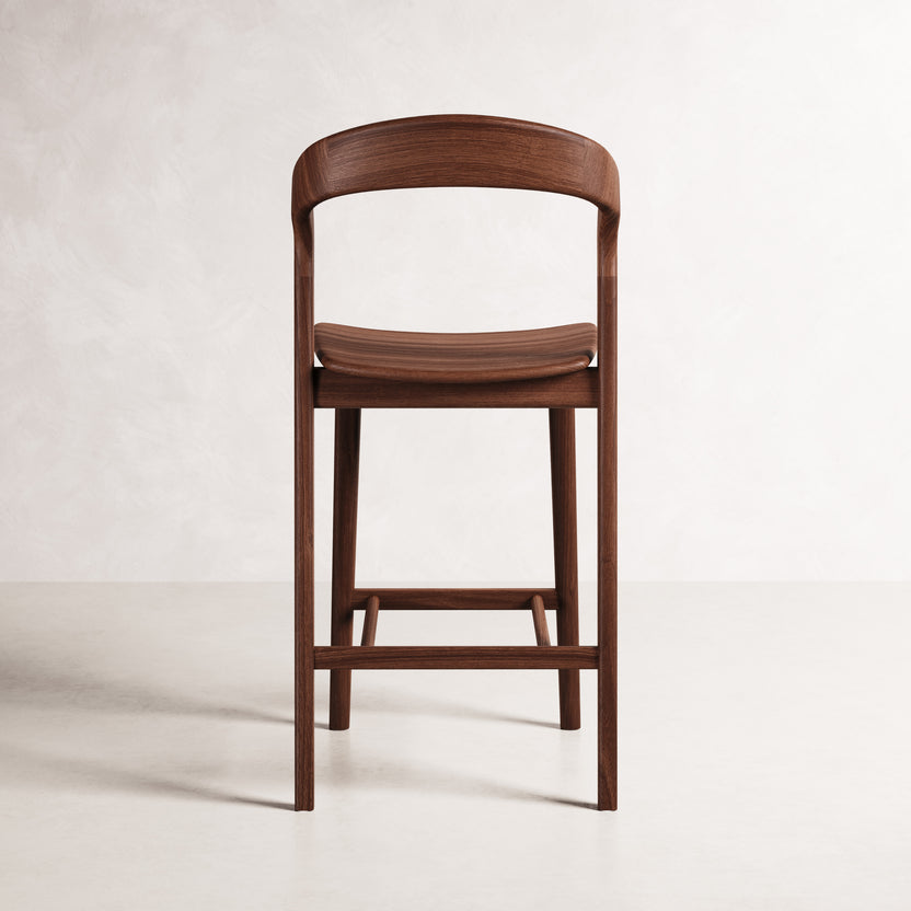 Eva Bar Stool - Solid American Walnut with Solid Seat | 360 View - Frame 16