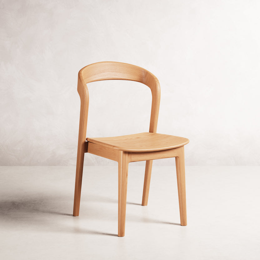 Eva Dining Chair - Solid American Oak with Solid Seat | 360 View - Frame 1
