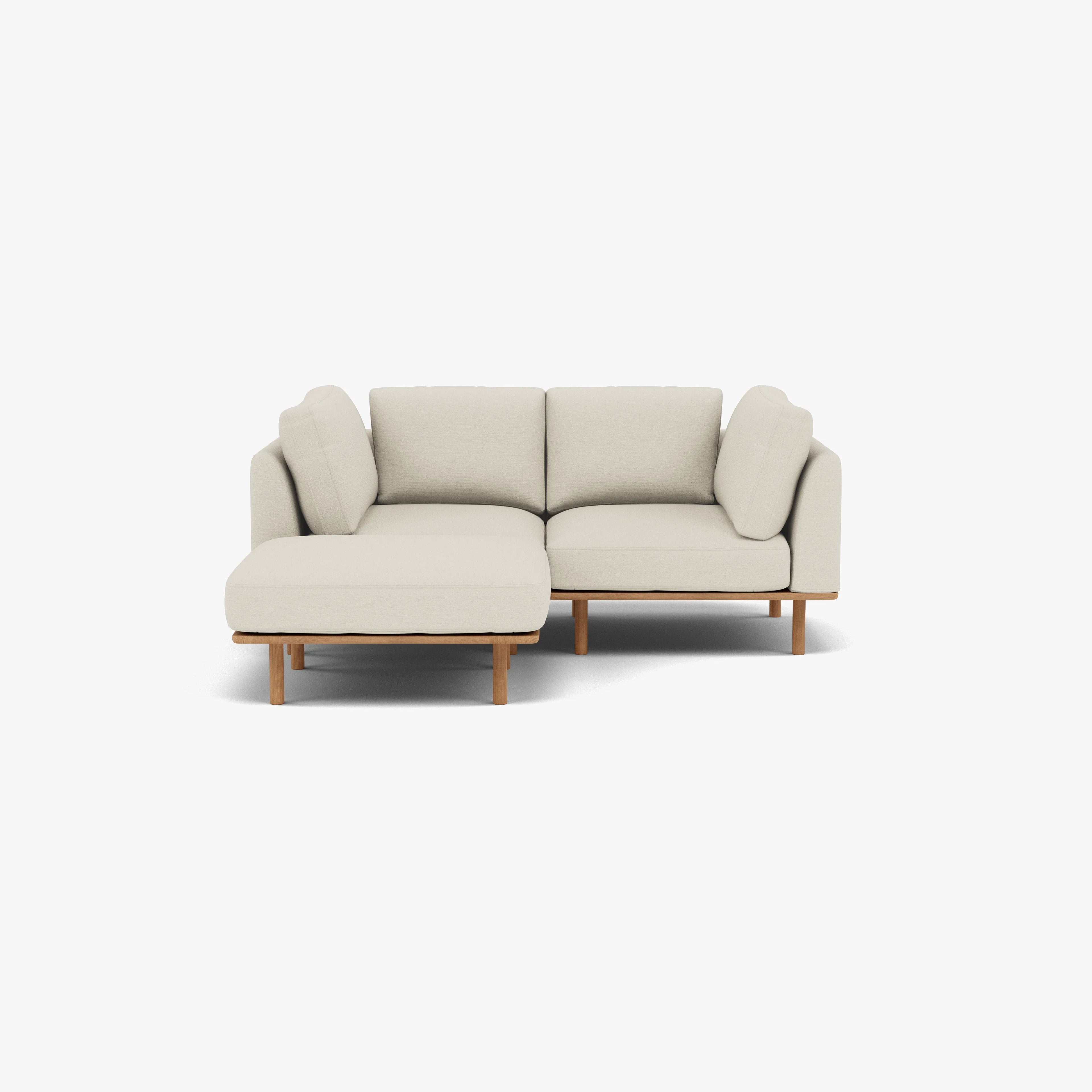 Anika Modular Sofa 2-Seater Chaise Bone White Fabric Solid American Oak