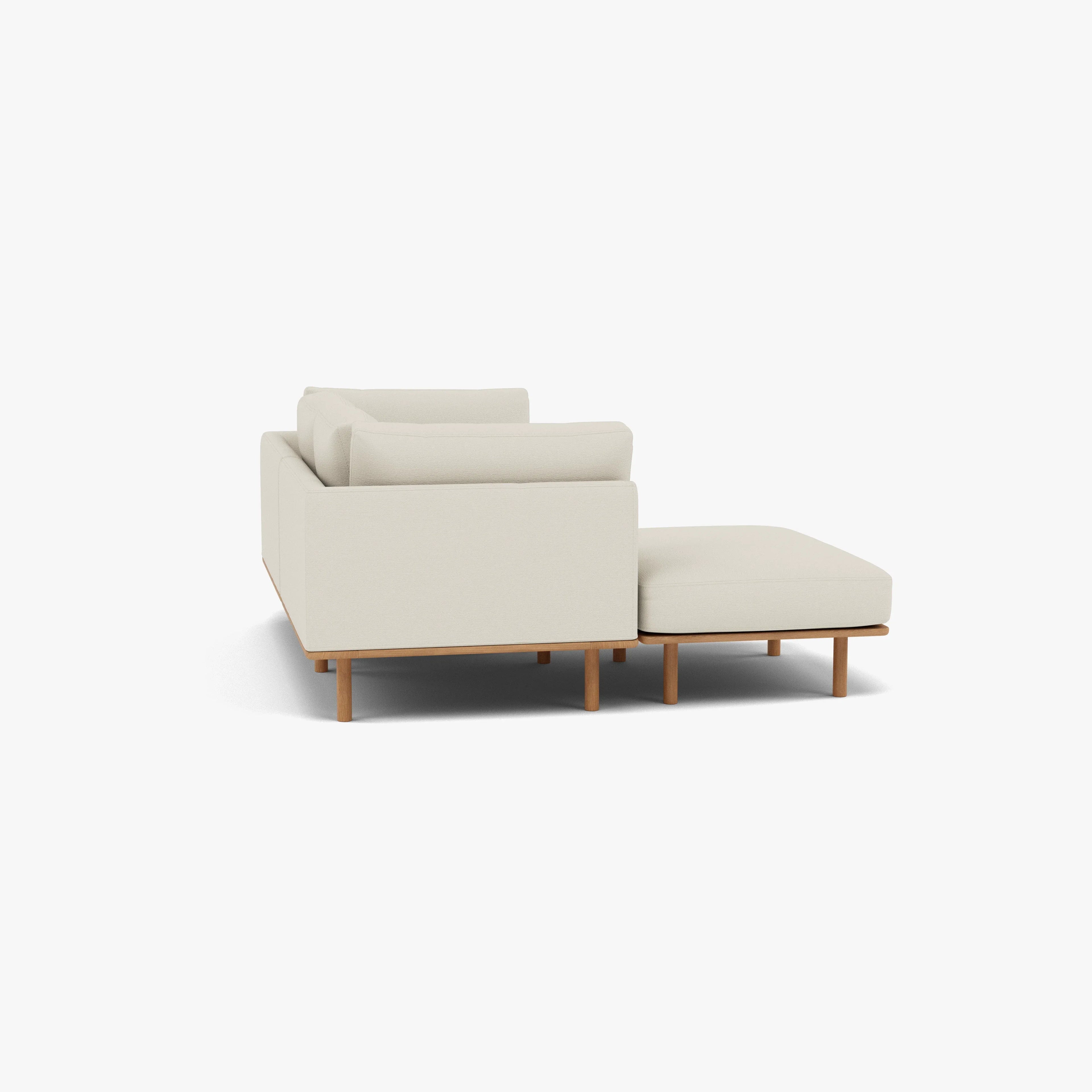 Anika Modular Sofa 2-Seater Chaise Bone White Fabric Solid American Oak