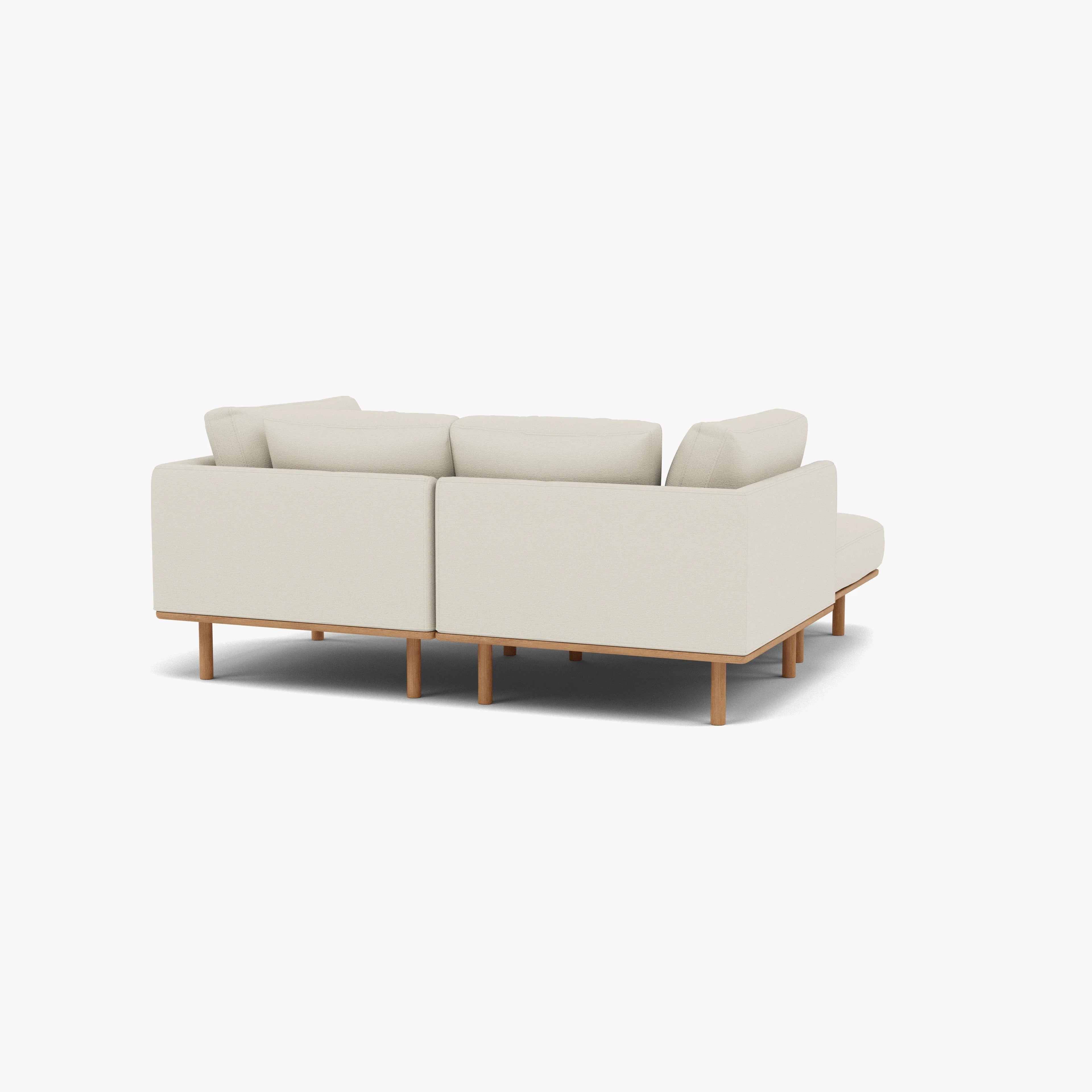 Anika Modular Sofa 2-Seater Chaise Bone White Fabric Solid American Oak
