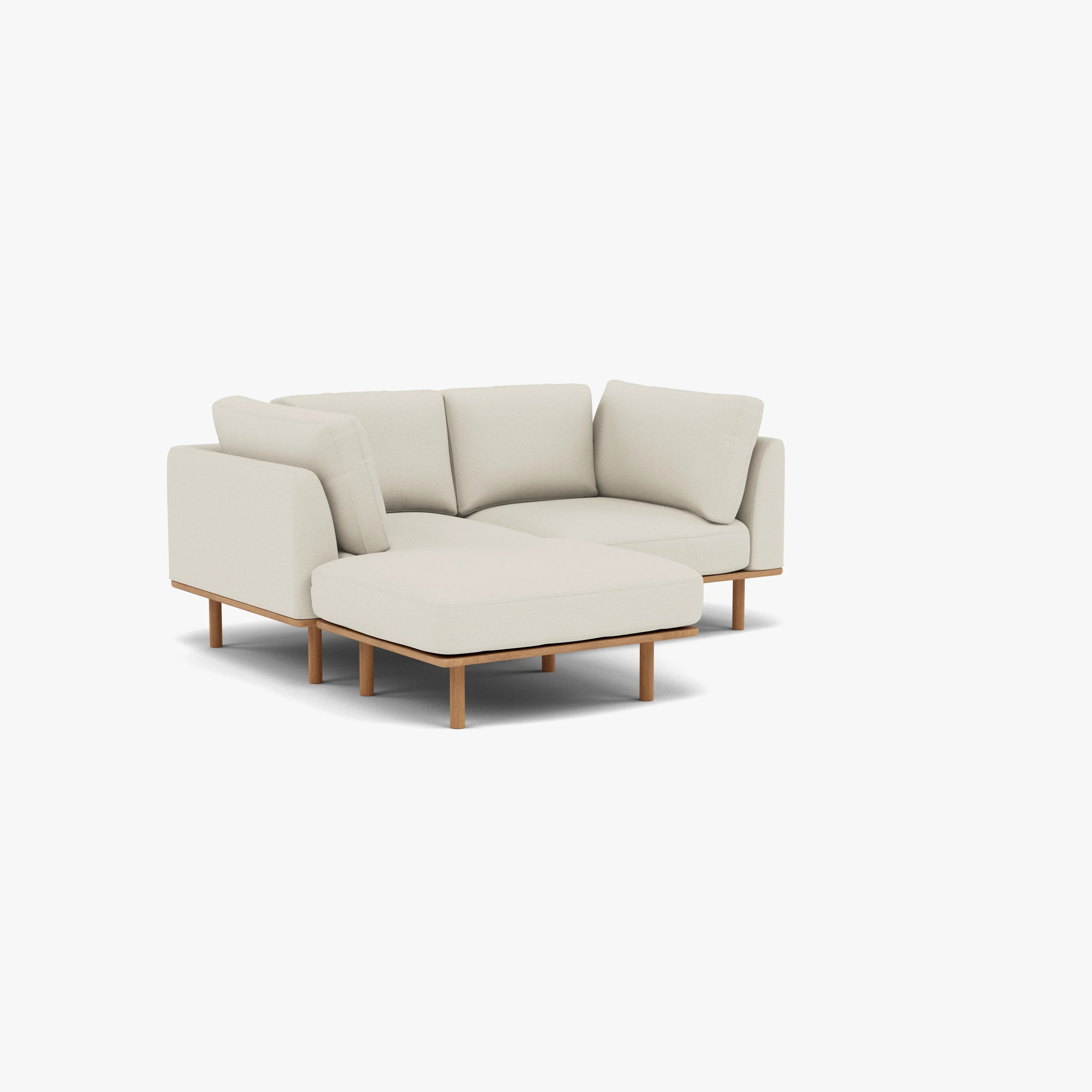 Anika Modular Sofa 2-Seater Chaise Bone White Fabric Solid American Oak