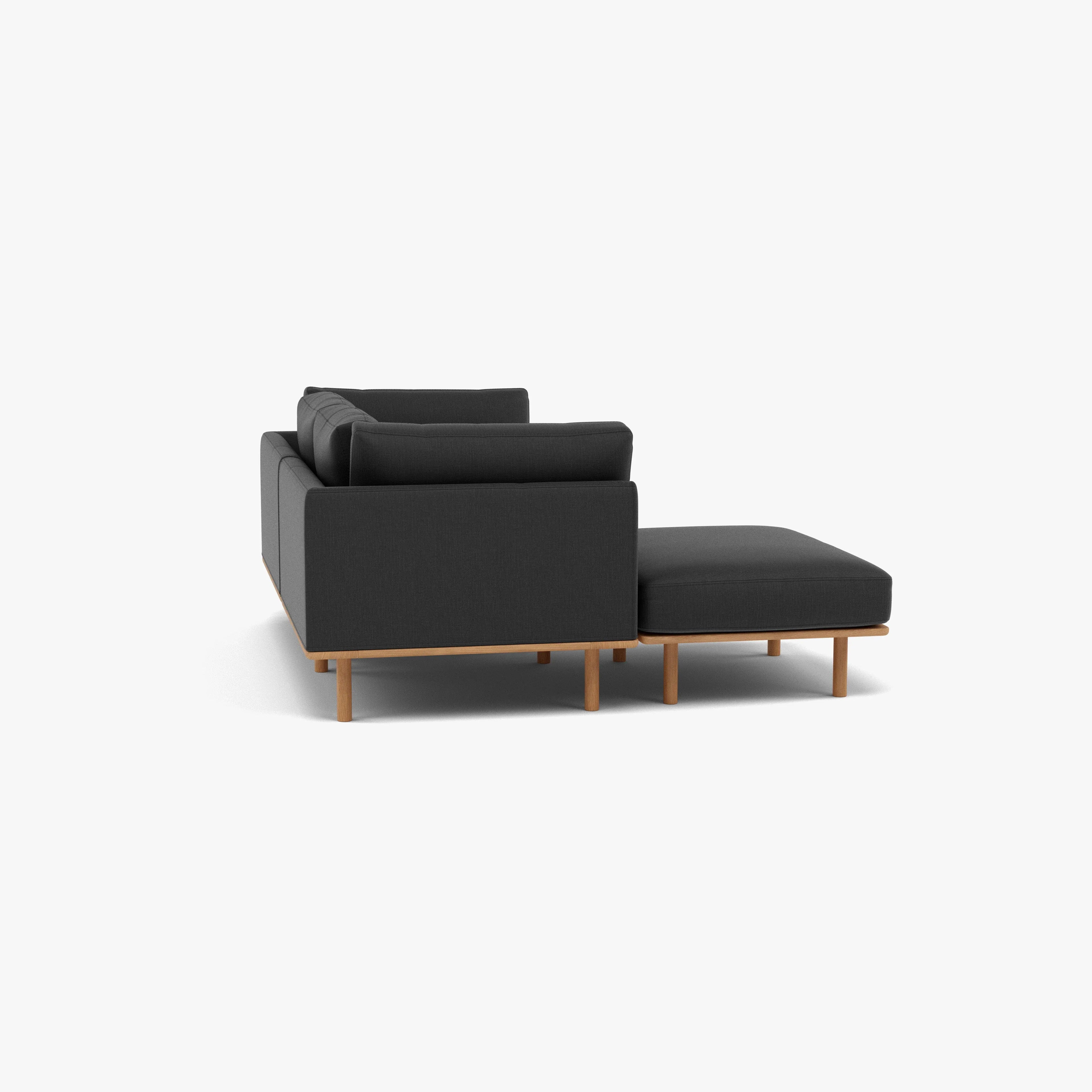 Anika Modular Sofa 2-Seater Chaise Coal Gray Fabric Solid American Oak