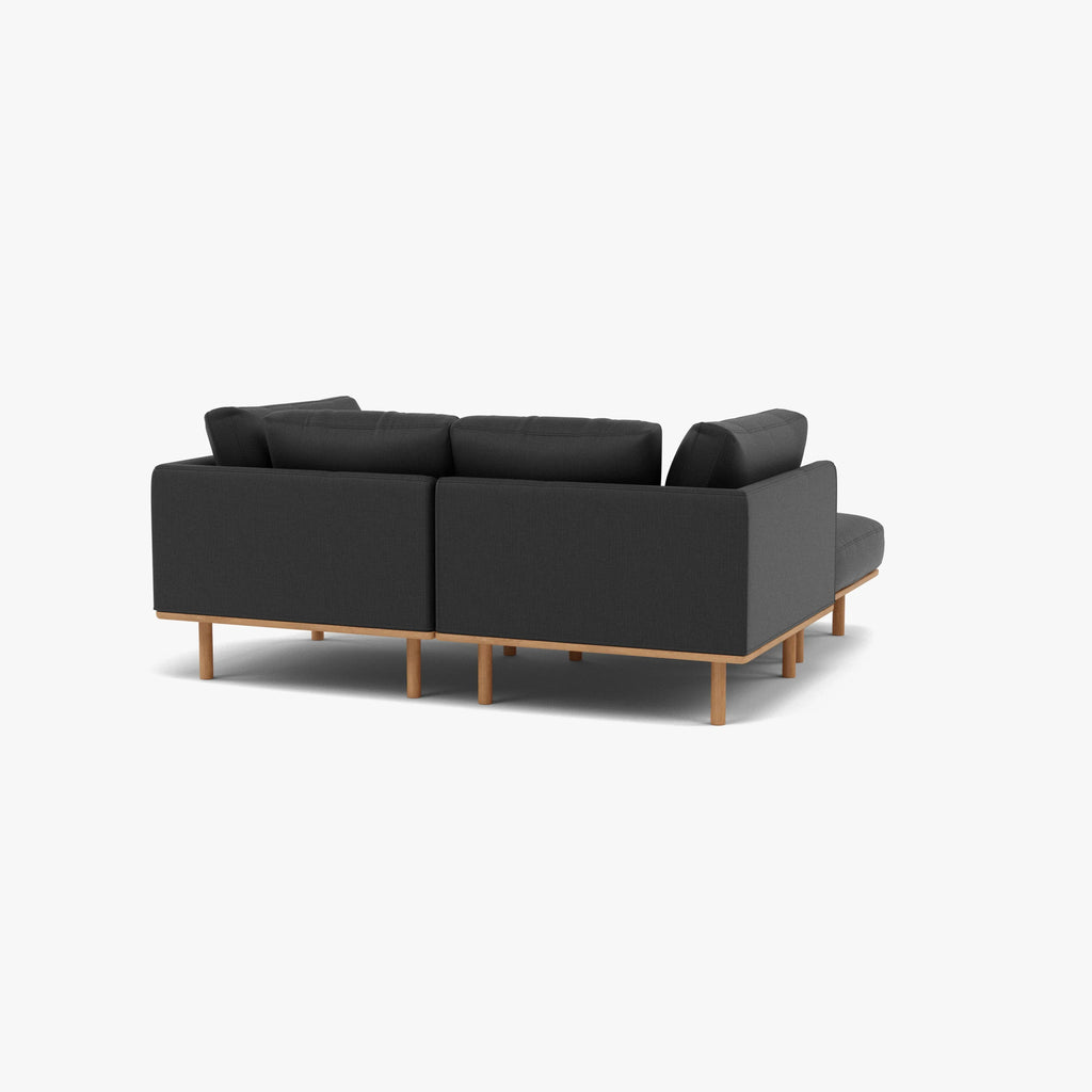 Anika Modular Sofa 2-Seater Chaise Coal Gray Fabric Solid American Oak