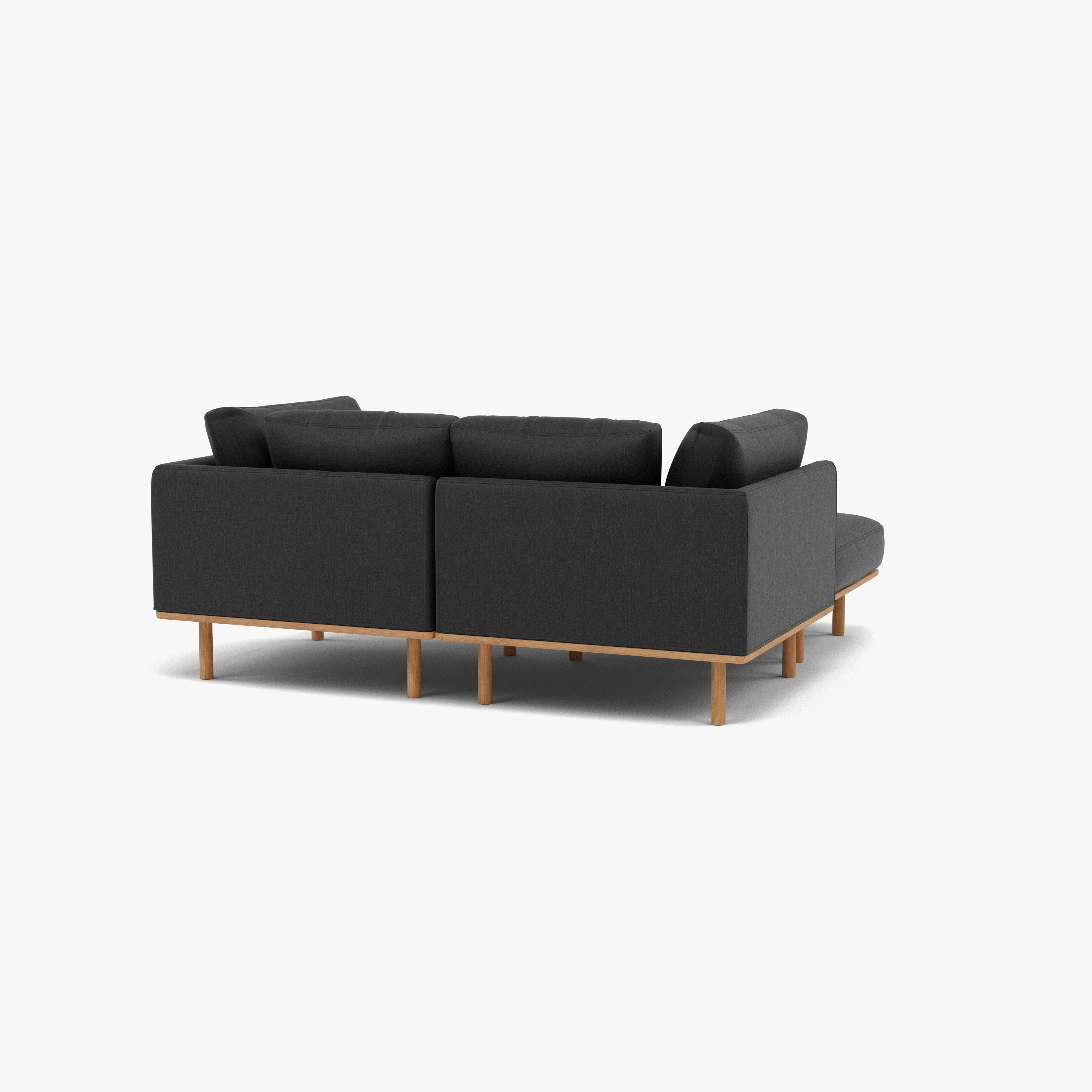 Anika Modular Sofa 2-Seater Chaise Coal Gray Fabric Solid American Oak