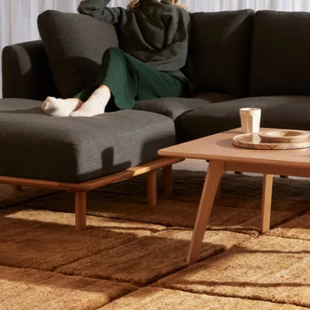 Anika Modular Sofa 2-Seater Chaise Coal Gray Fabric Solid American Oak