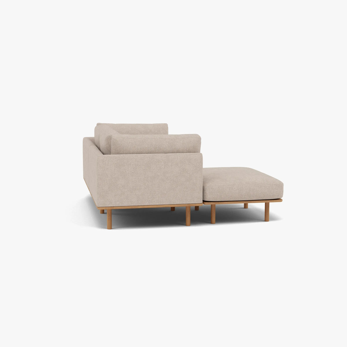 Anika Modular Sofa 2-Seater Chaise Ivory Beige Fabric Solid American Oak