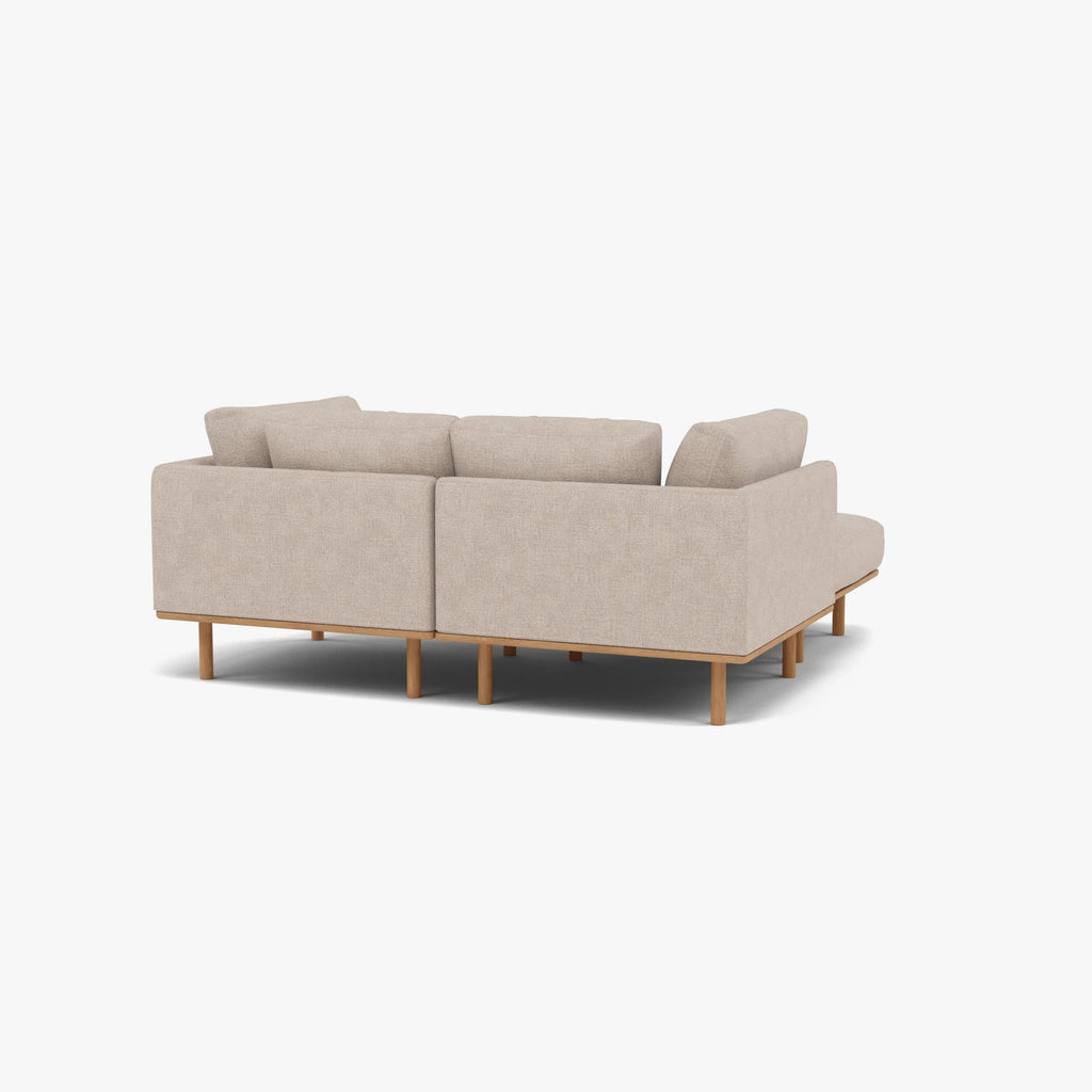 Anika Modular Sofa 2-Seater Chaise Ivory Beige Fabric Solid American Oak