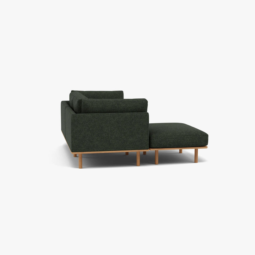 Anika Modular Sofa 2-Seater Chaise Olive Green Fabric Solid American Oak