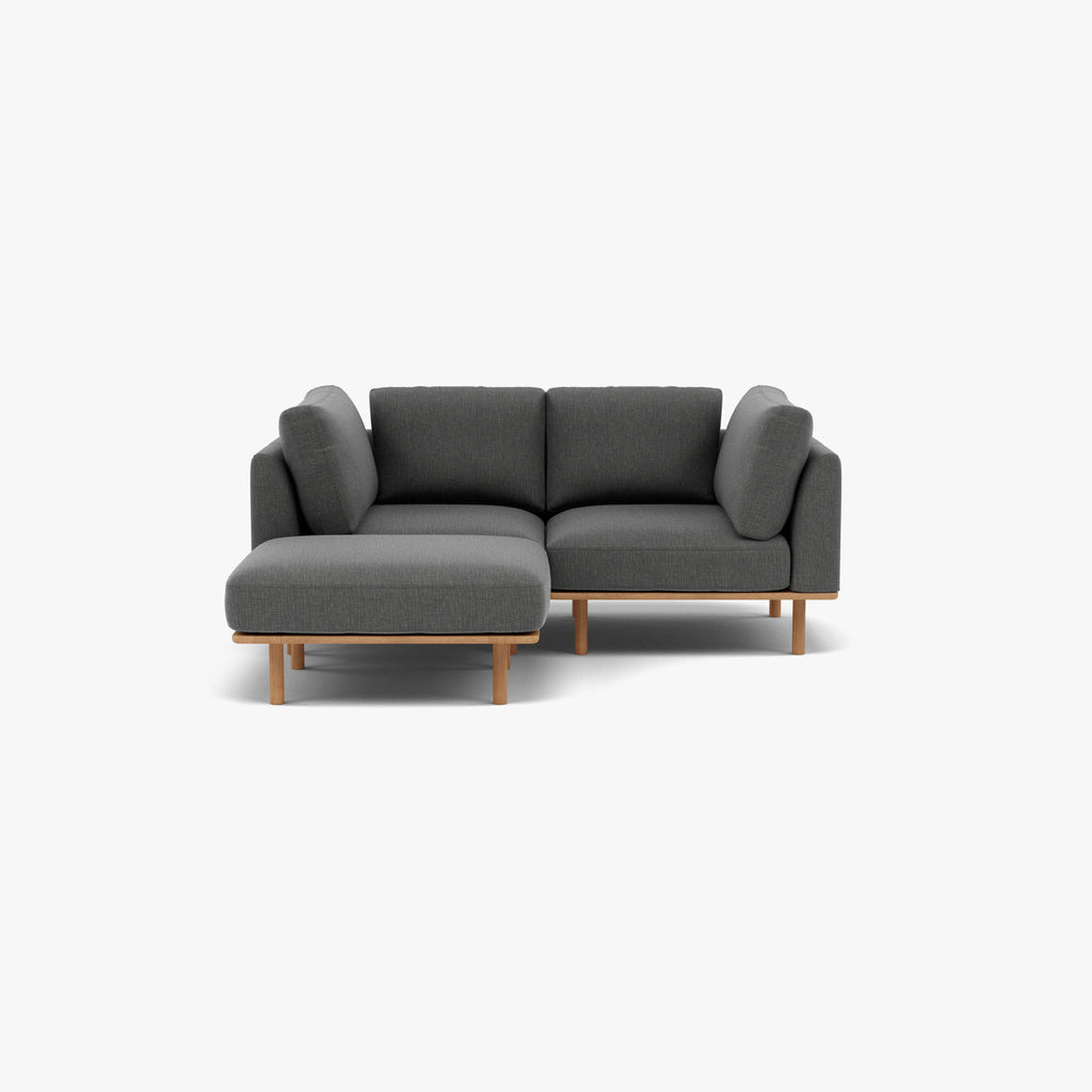Anika Modular Sofa 2-Seater Chaise Steel Gray Fabric Solid American Oak