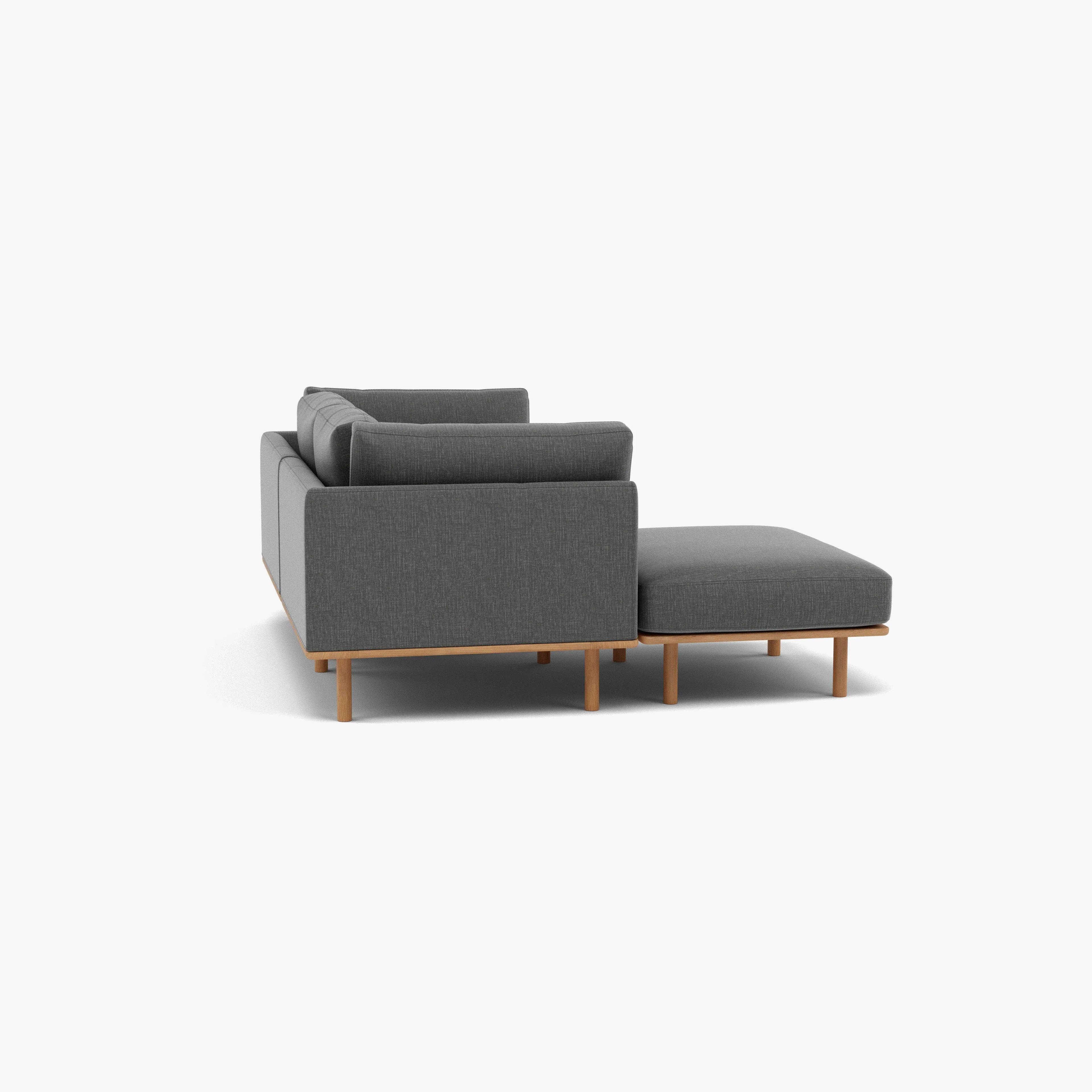 Anika Modular Sofa 2-Seater Chaise Steel Gray Fabric Solid American Oak