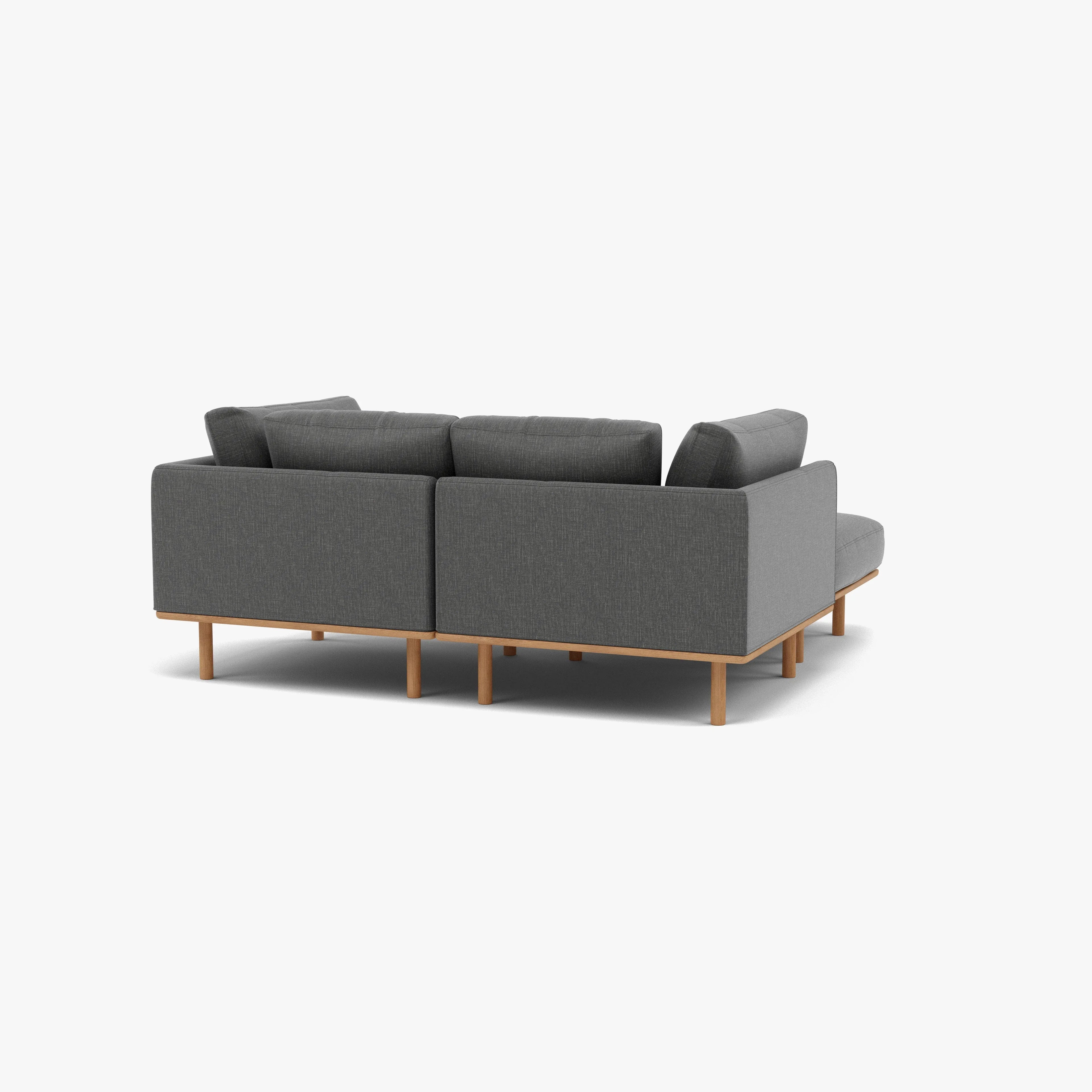 Anika Modular Sofa 2-Seater Chaise Steel Gray Fabric Solid American Oak
