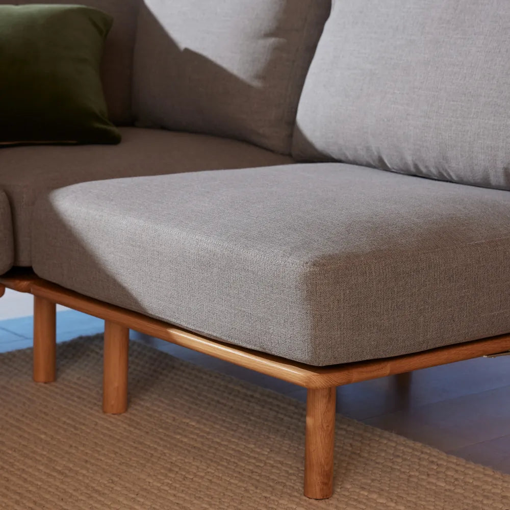Anika Modular Sofa 2-Seater Chaise Steel Gray Fabric Solid American Oak