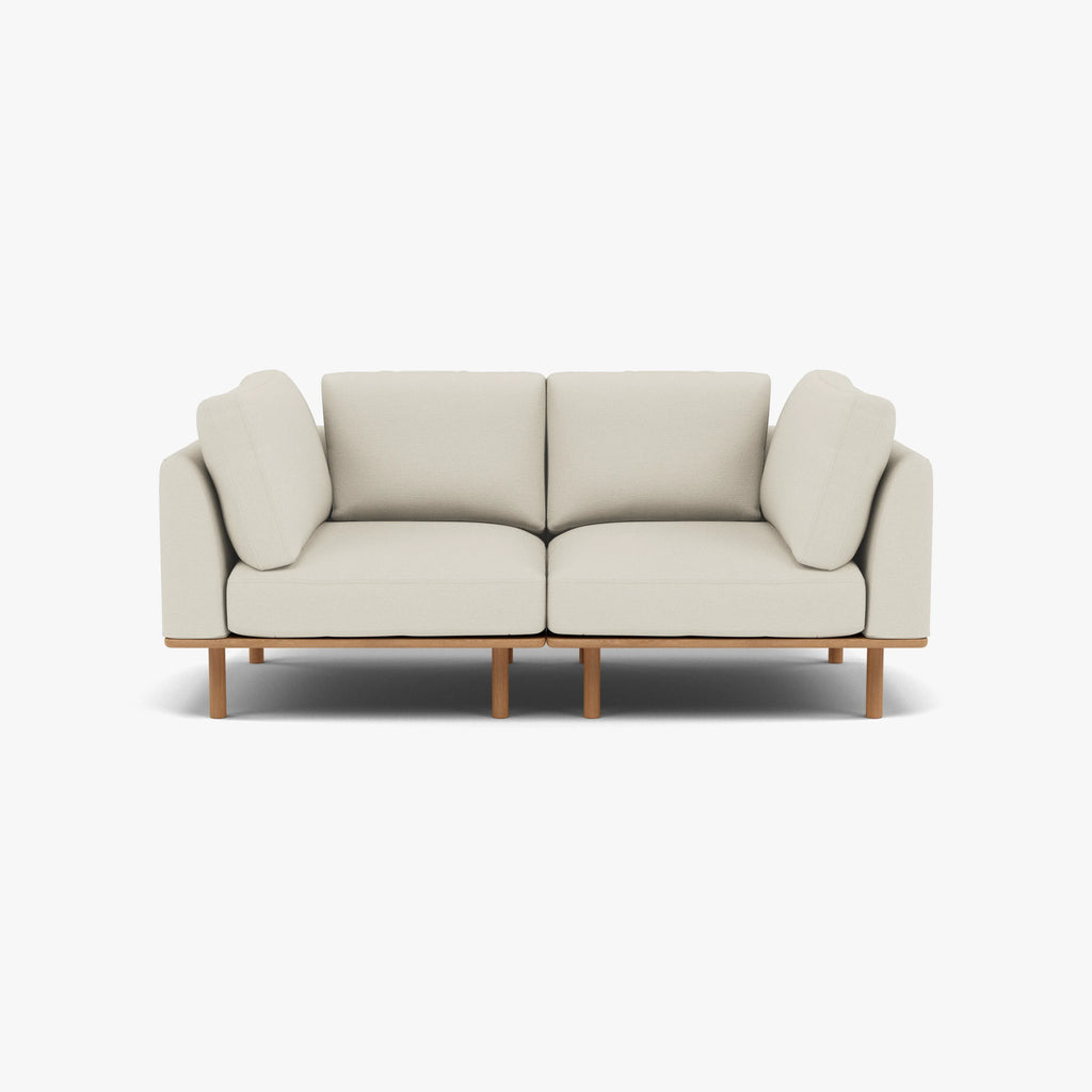 Anika Modular Sofa 2-Seater Bone White Fabric Solid American Oak