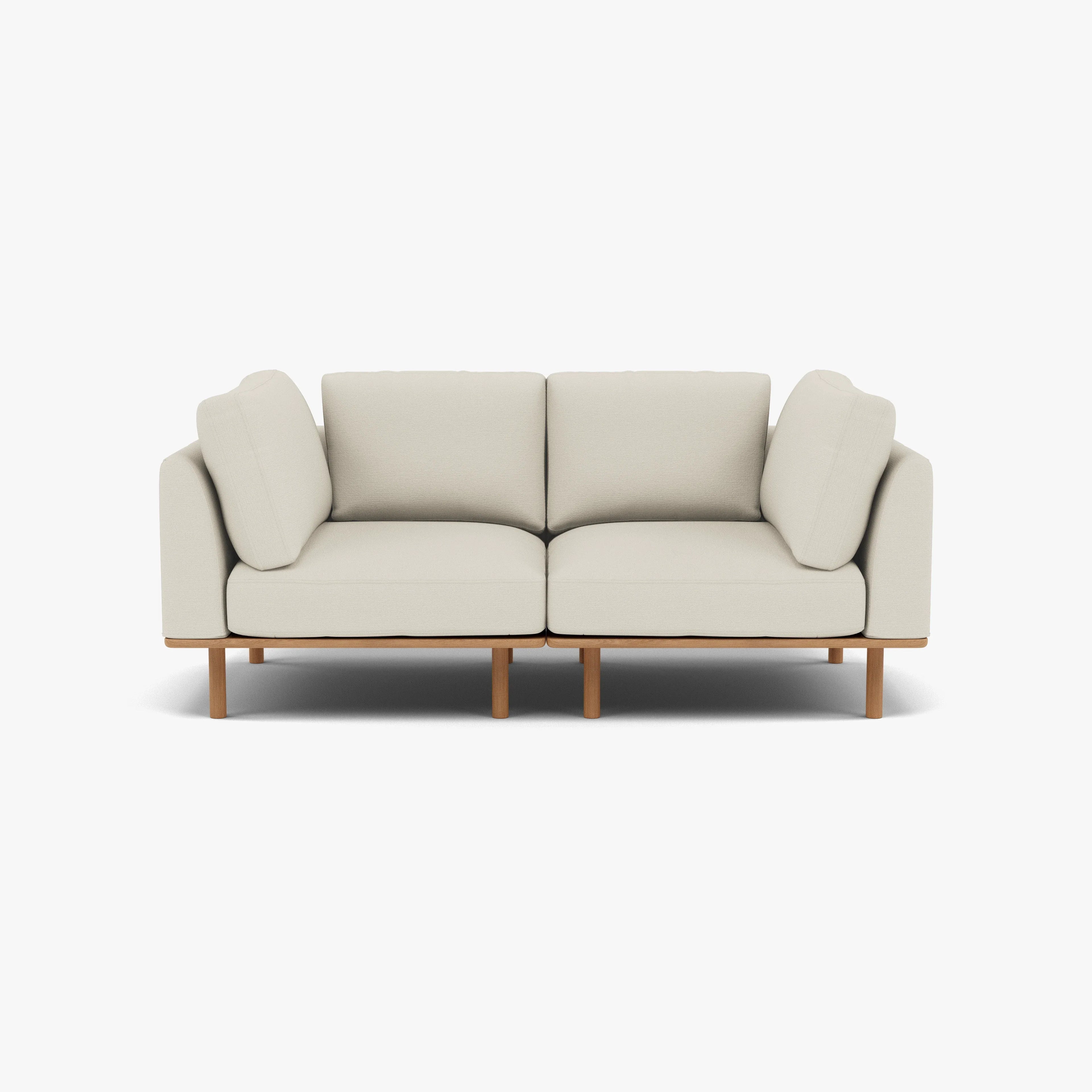 Anika Modular Sofa 2-Seater Bone White Fabric Solid American Oak