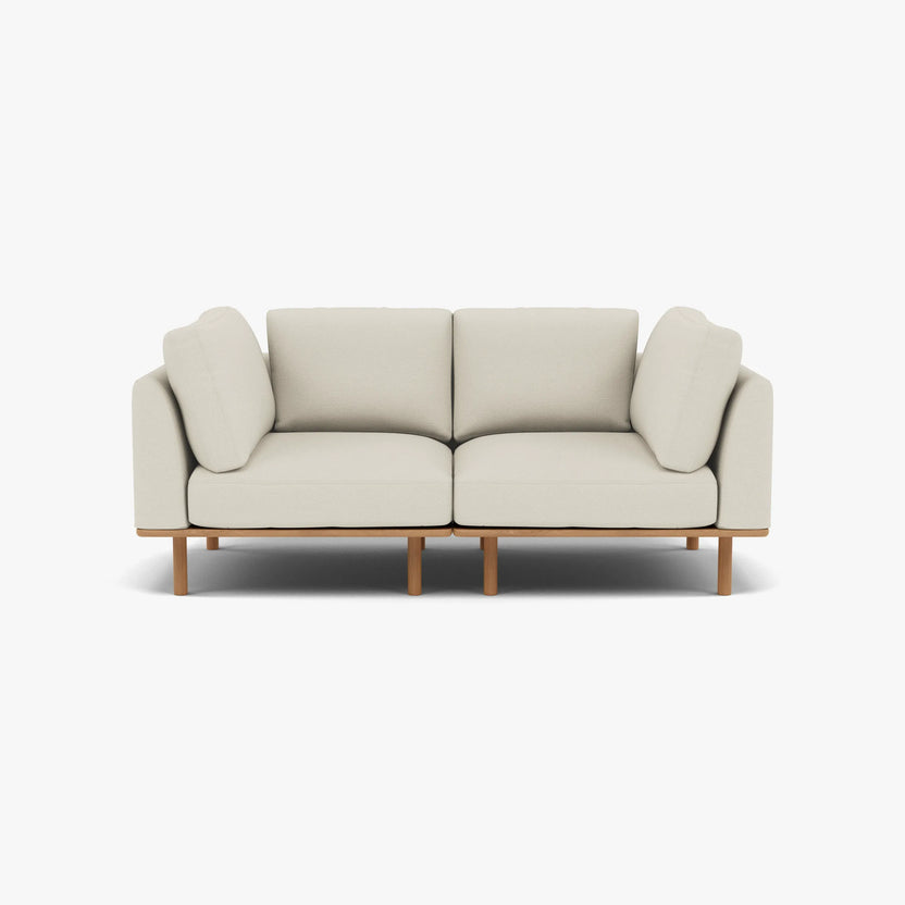 Anika Modular Sofa 2-Seater Bone White Fabric Solid American Oak