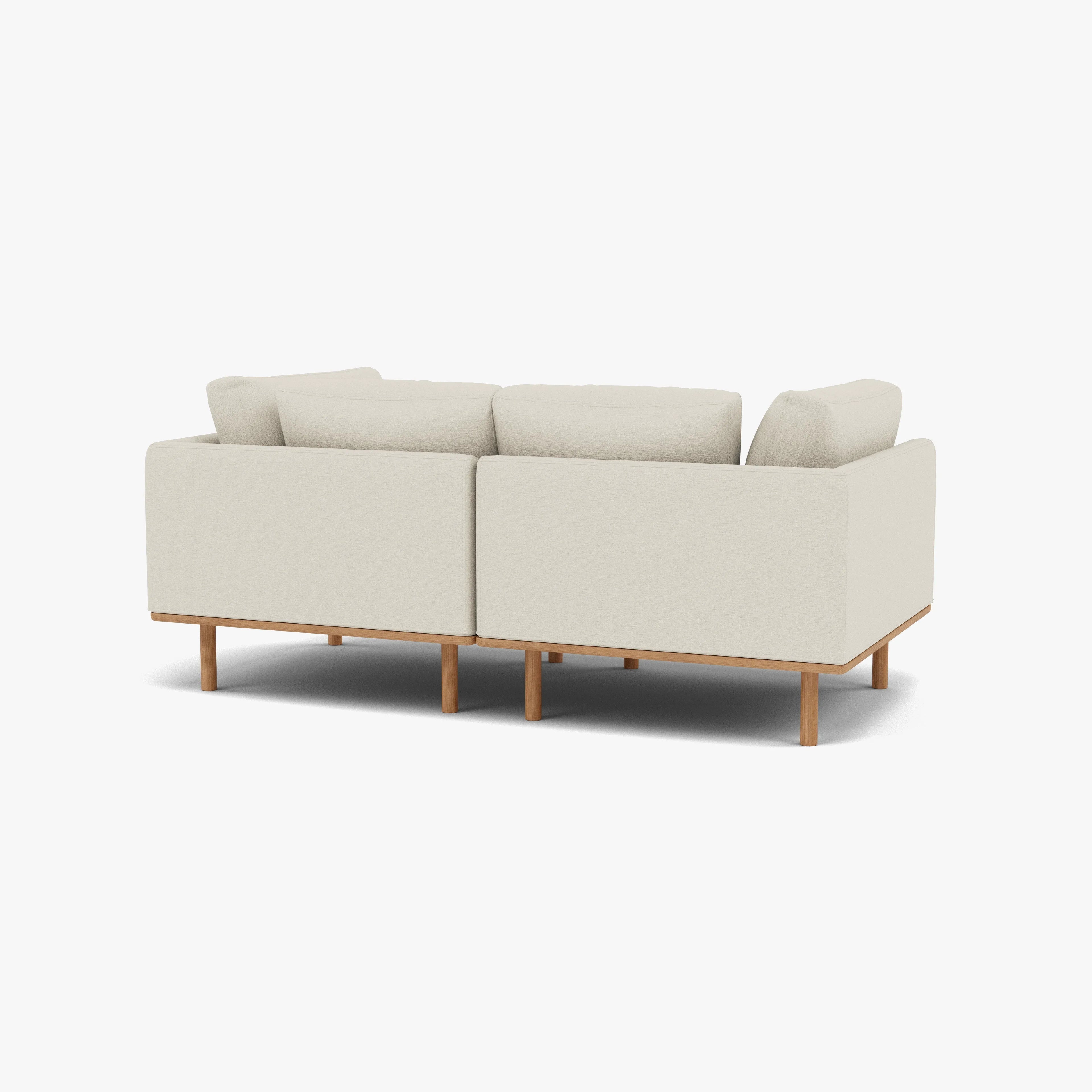 Anika Modular Sofa 2-Seater Bone White Fabric Solid American Oak