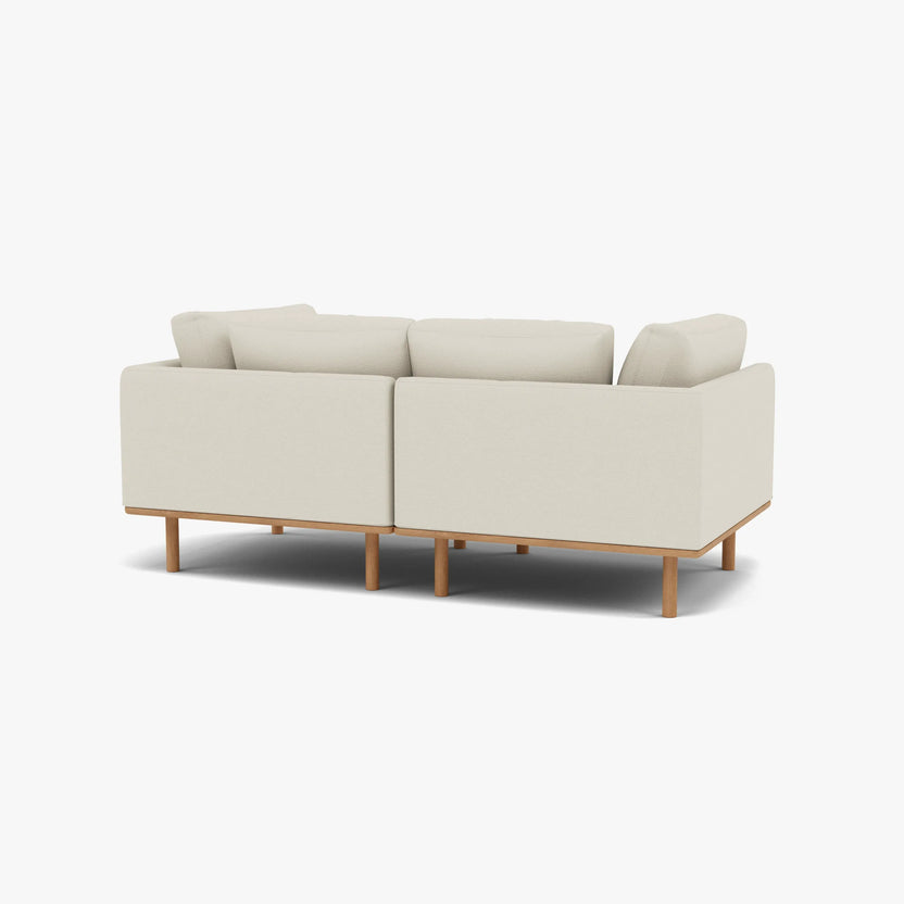 Anika Modular Sofa 2-Seater Bone White Fabric Solid American Oak