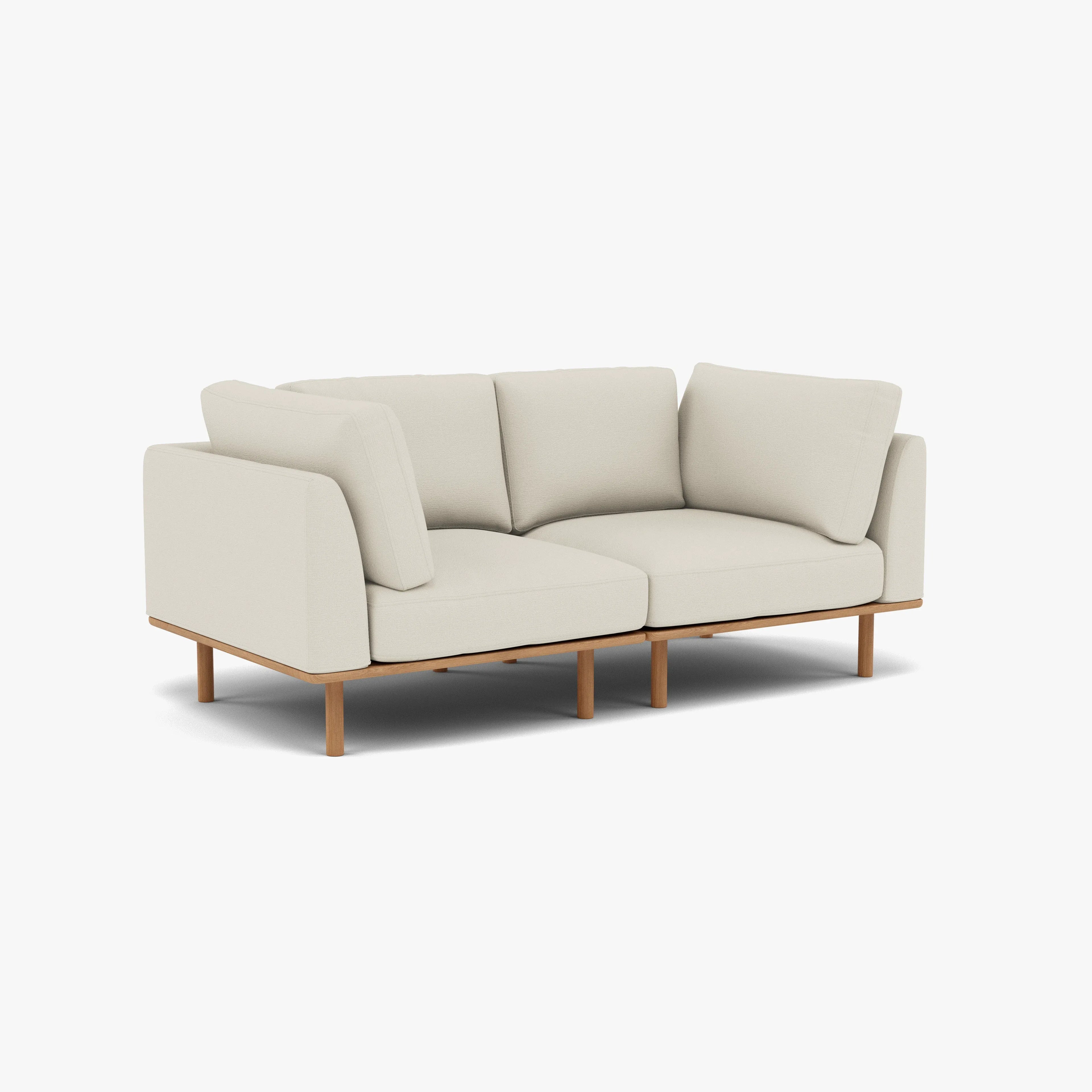 Anika Modular Sofa 2-Seater Bone White Fabric Solid American Oak