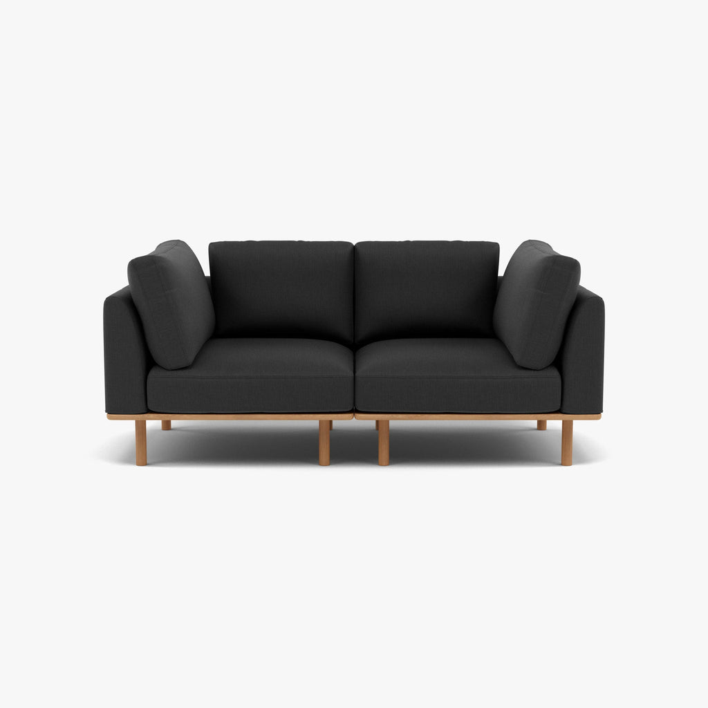 Anika Modular Sofa 2-Seater Coal Gray Fabric Solid American Oak