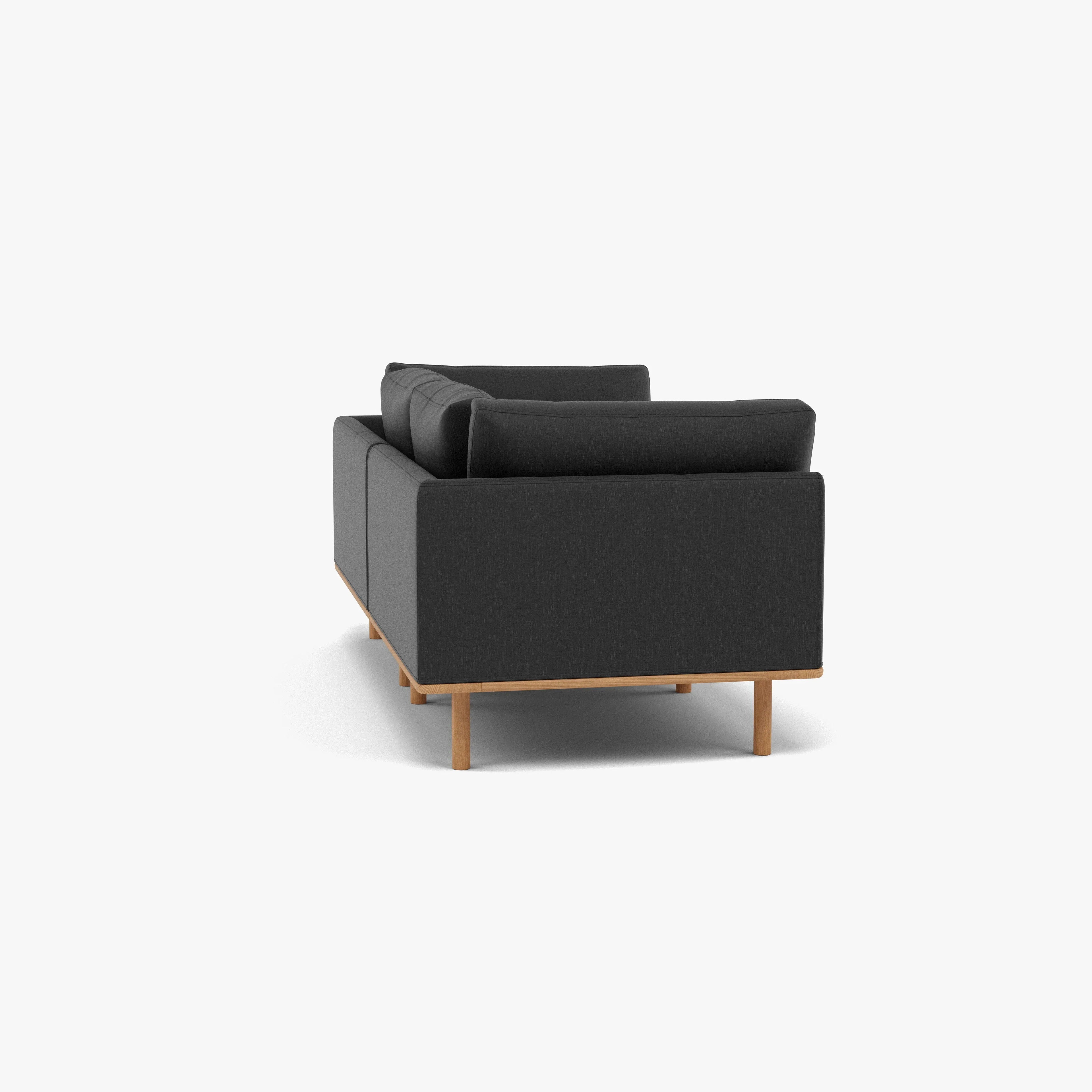 Anika Modular Sofa 2-Seater Coal Gray Fabric Solid American Oak
